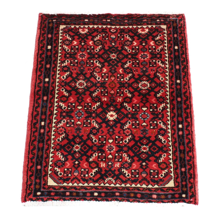 Hand-Knotted Persian Hossein Abad Accent Rug