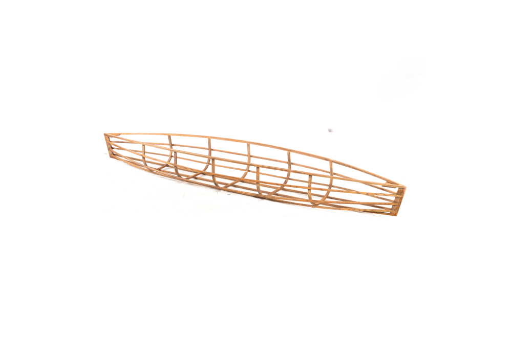 Large Wooden Sculpture of a Canoe Frame