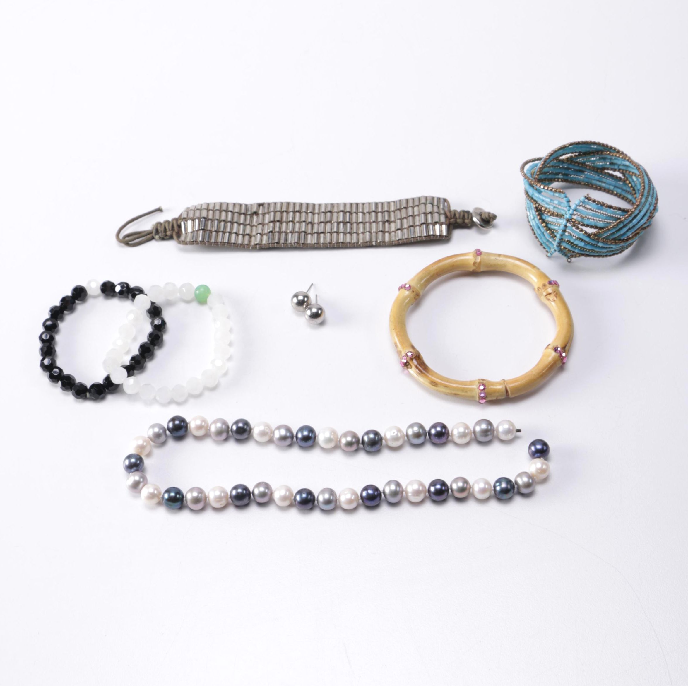 Costume Jewelry Including Dyed Fresh Water Pearl Necklace
