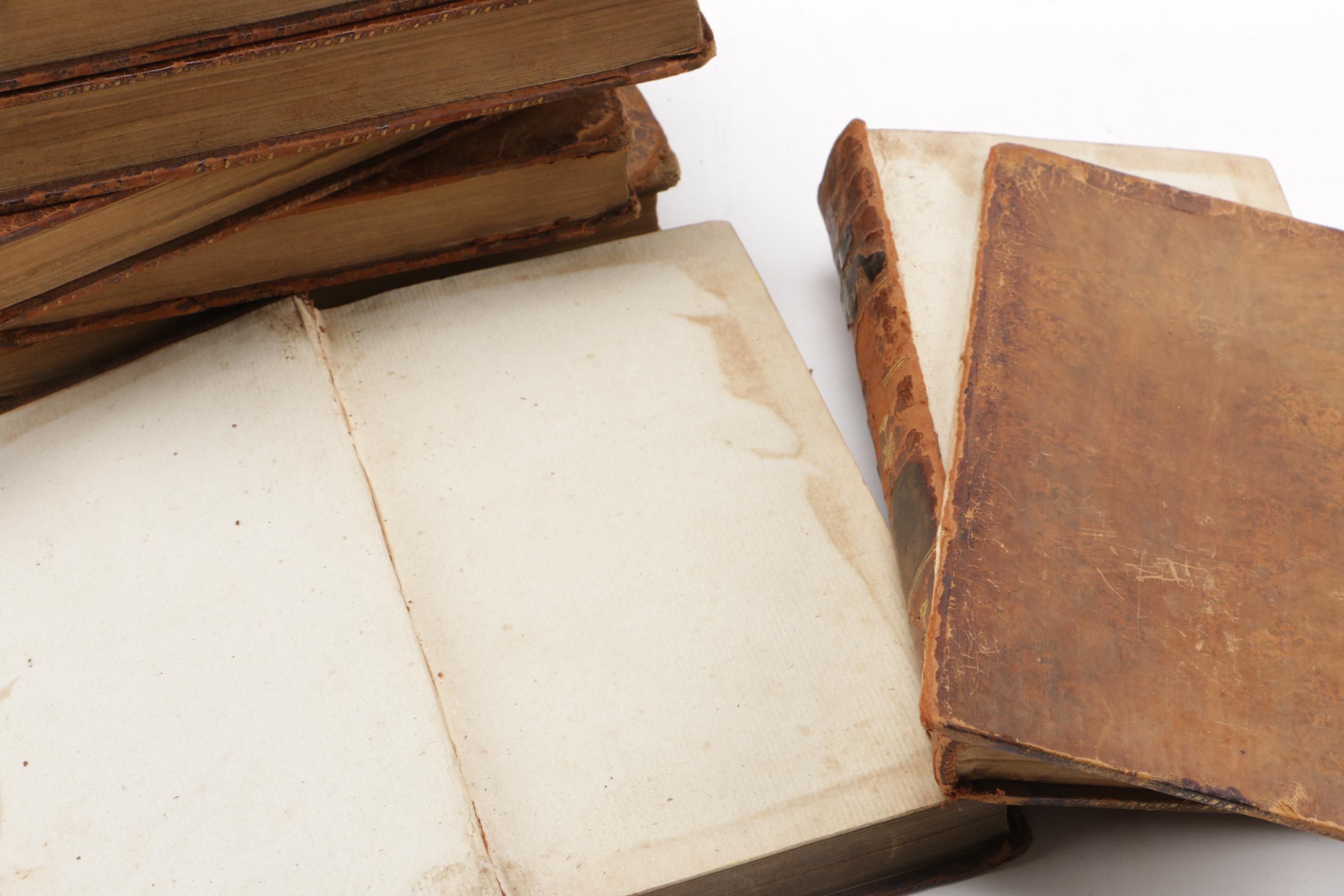 Eight of Twelve Volumes of "The Works of Henry Fielding"