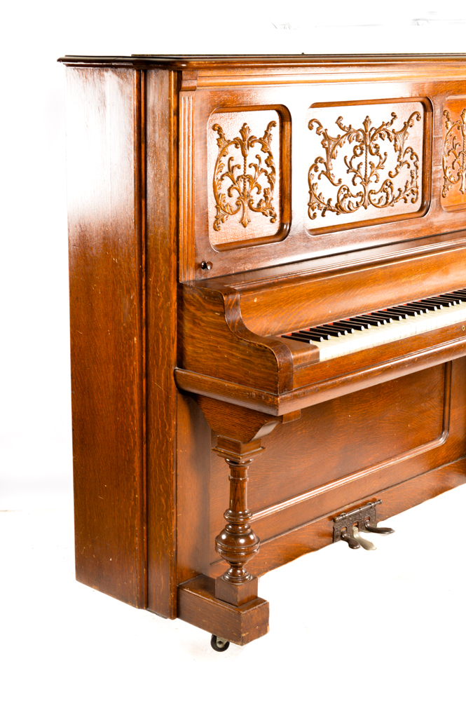 Vintage Whitney Upright Piano and Bench