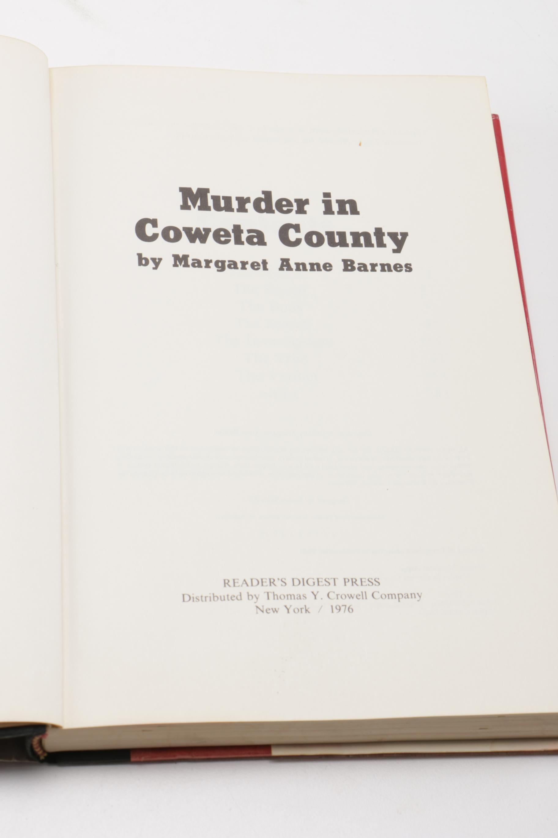 1976 Signed "Murder In Coweta County" by Margaret Anne Barnes