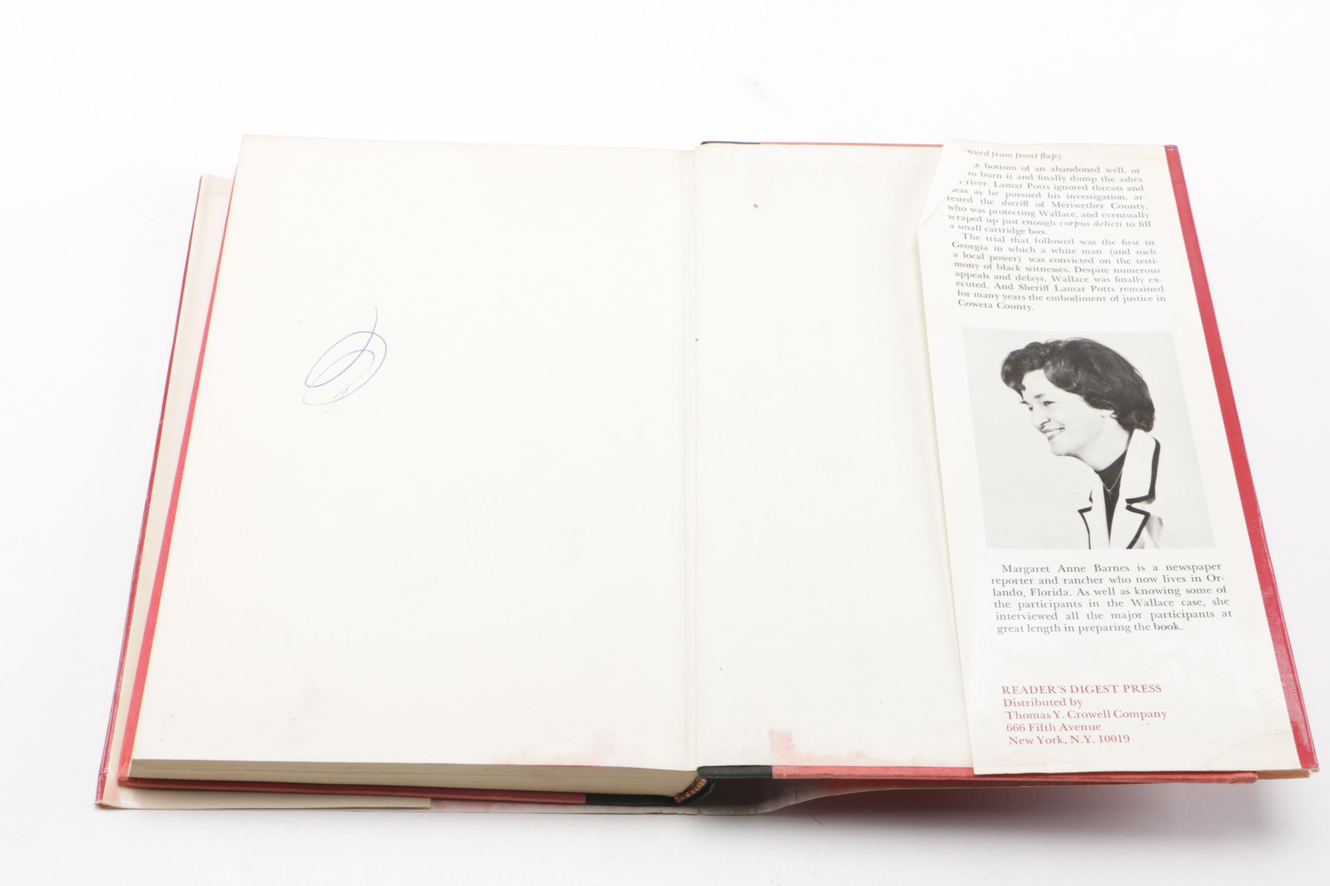 1976 Signed "Murder In Coweta County" by Margaret Anne Barnes