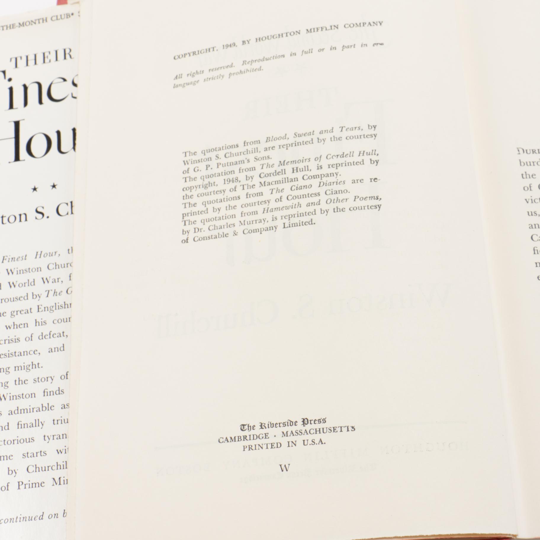 First Edition Six Volume Set of "The Second World War" by Winston Churchill