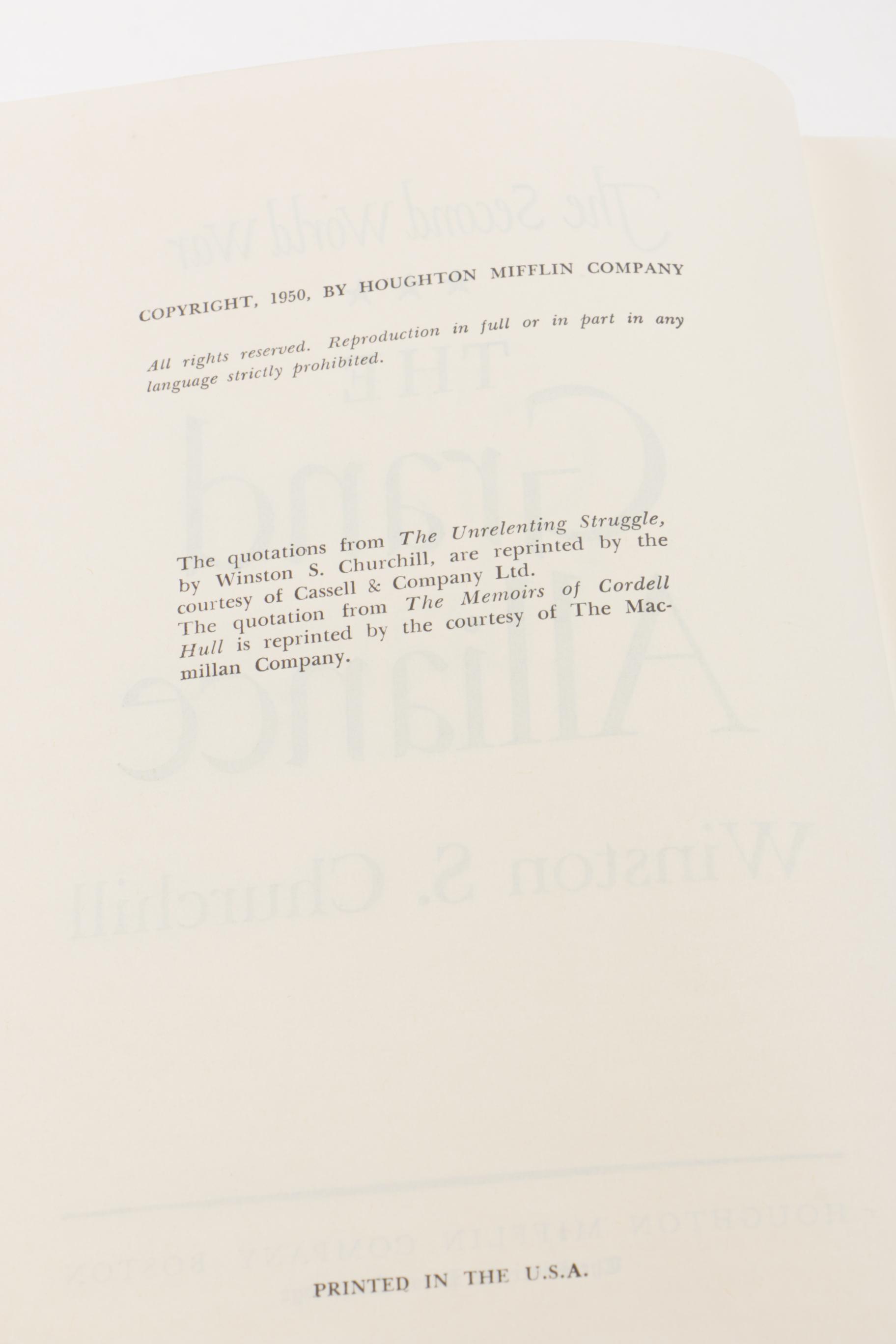 First Edition Six Volume Set of "The Second World War" by Winston Churchill