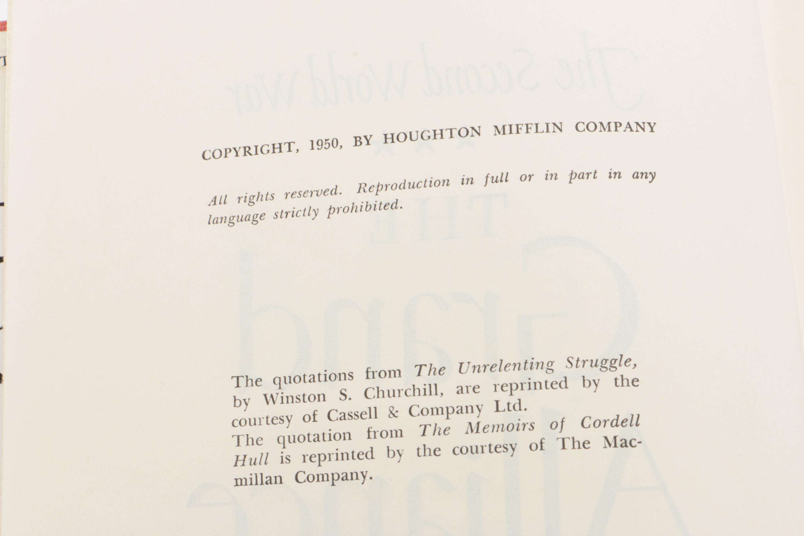 First Edition Six Volume Set of "The Second World War" by Winston Churchill