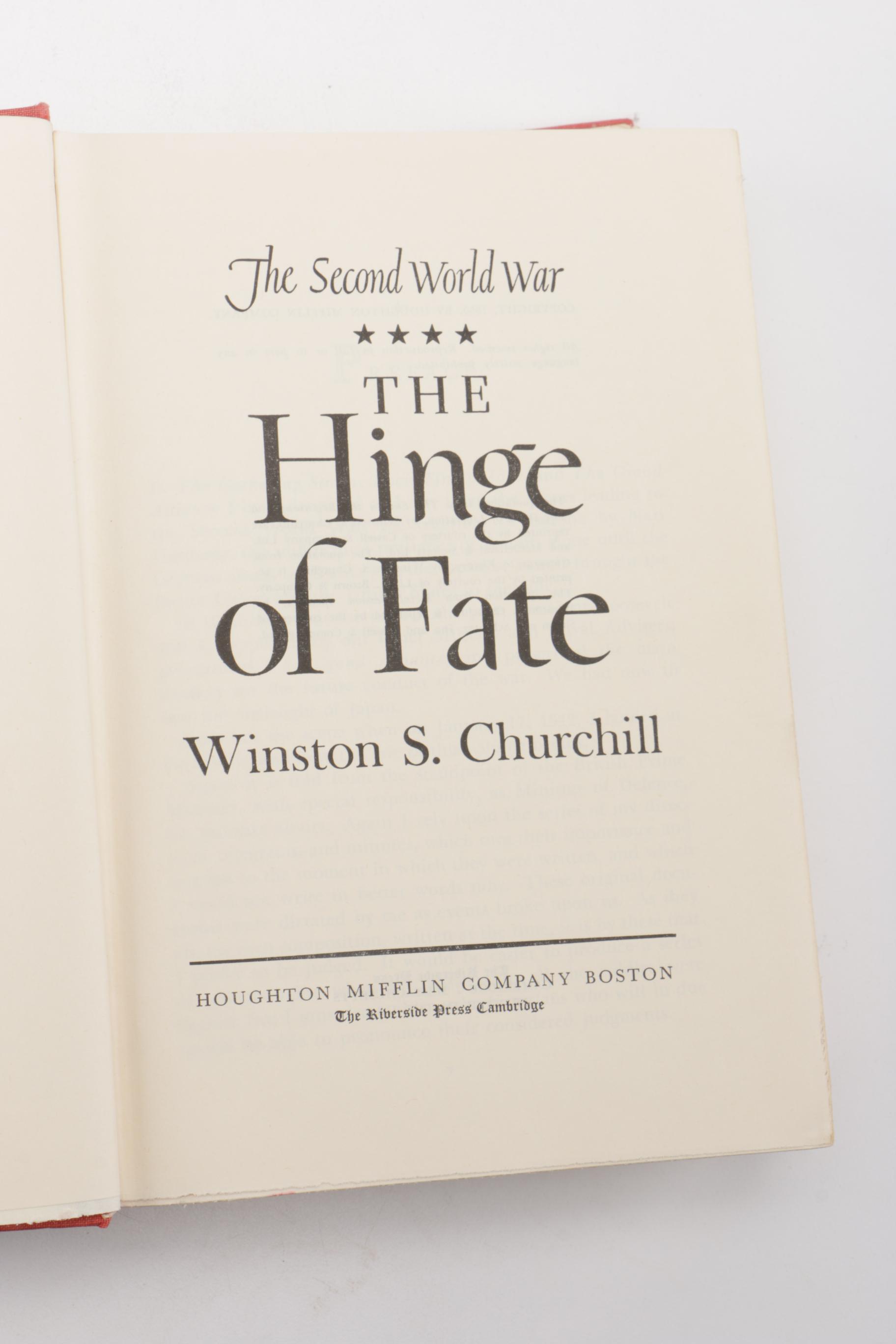 First Edition Six Volume Set of "The Second World War" by Winston Churchill