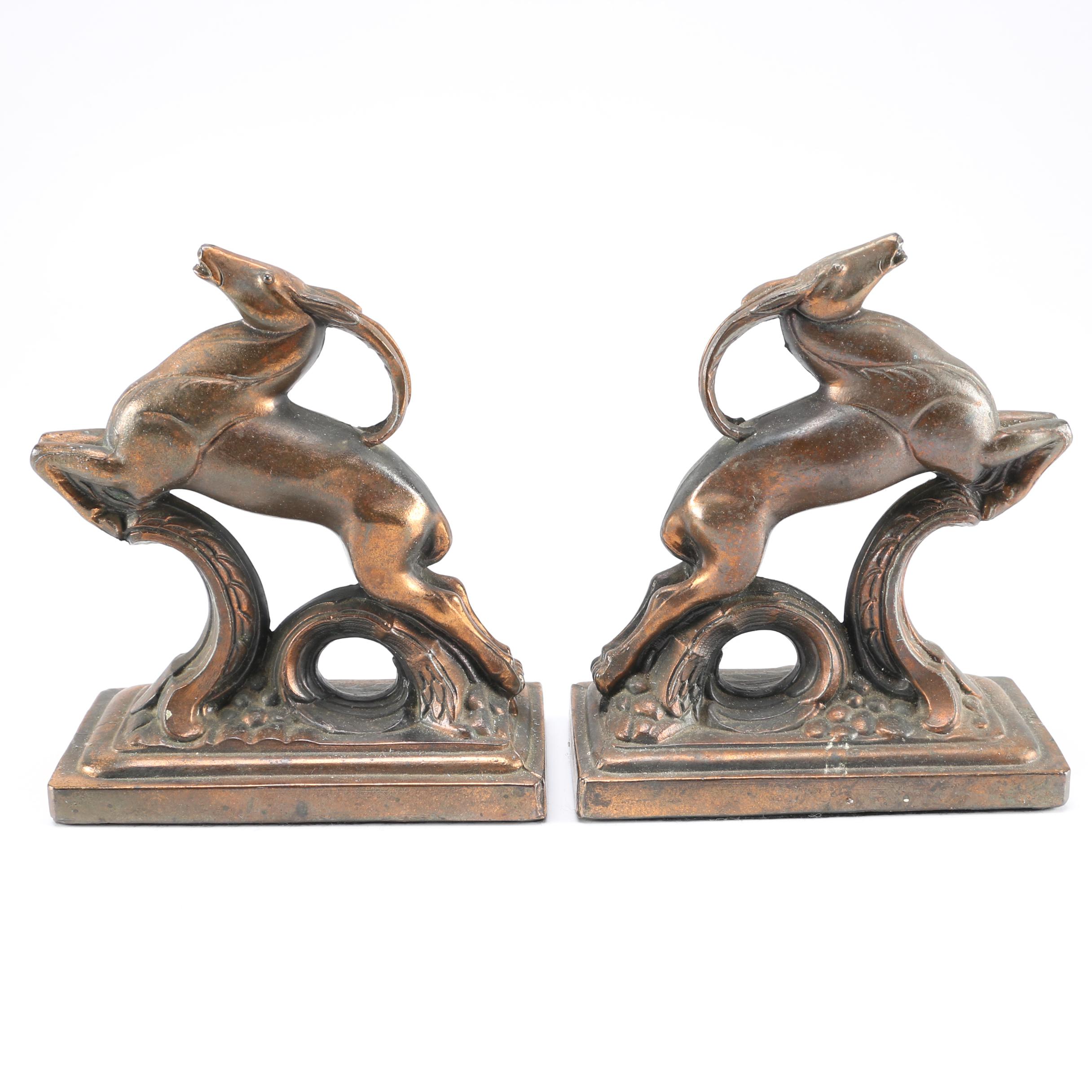 Bronze Antelope Bookends