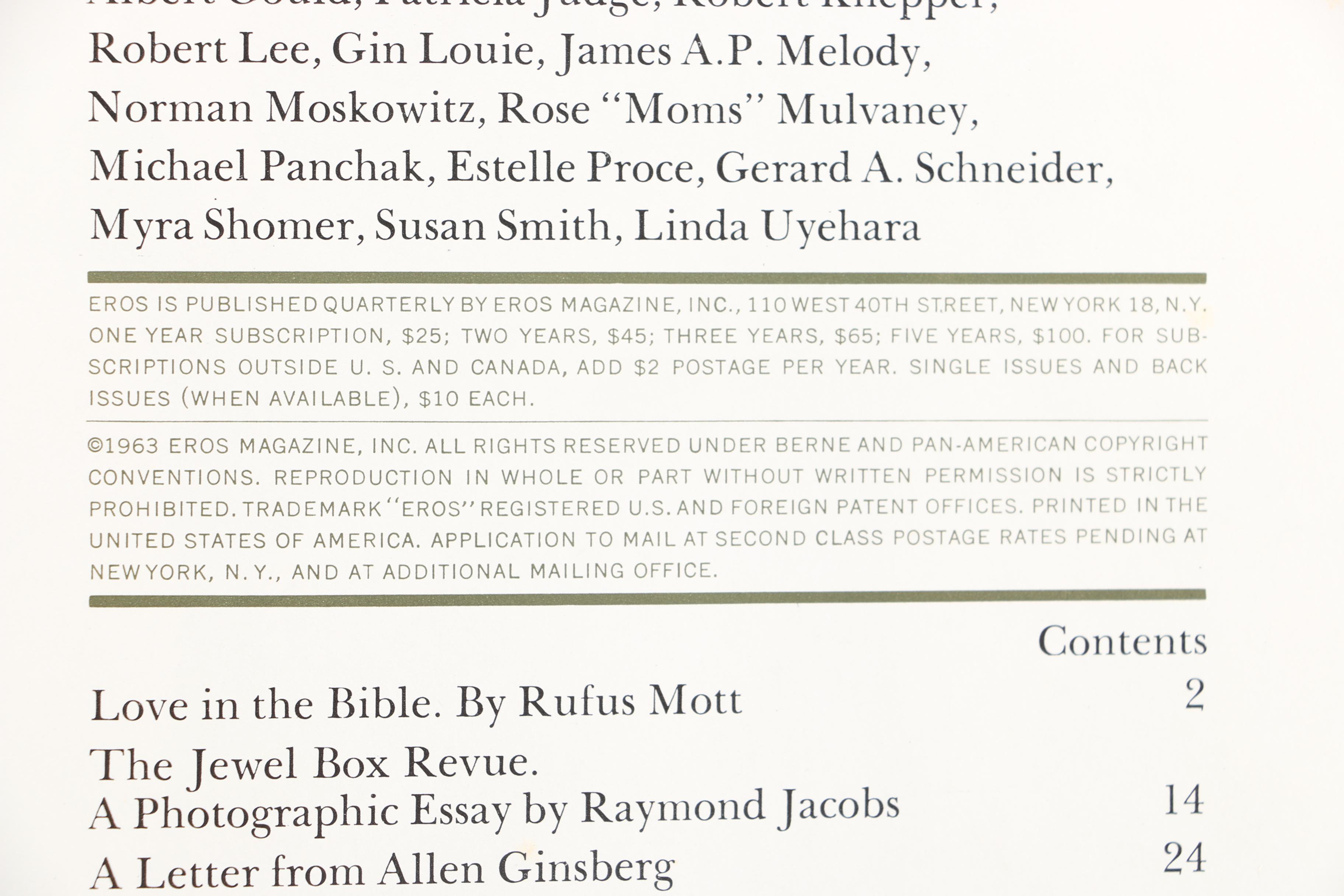 1962 "Eros" Magazine Issues