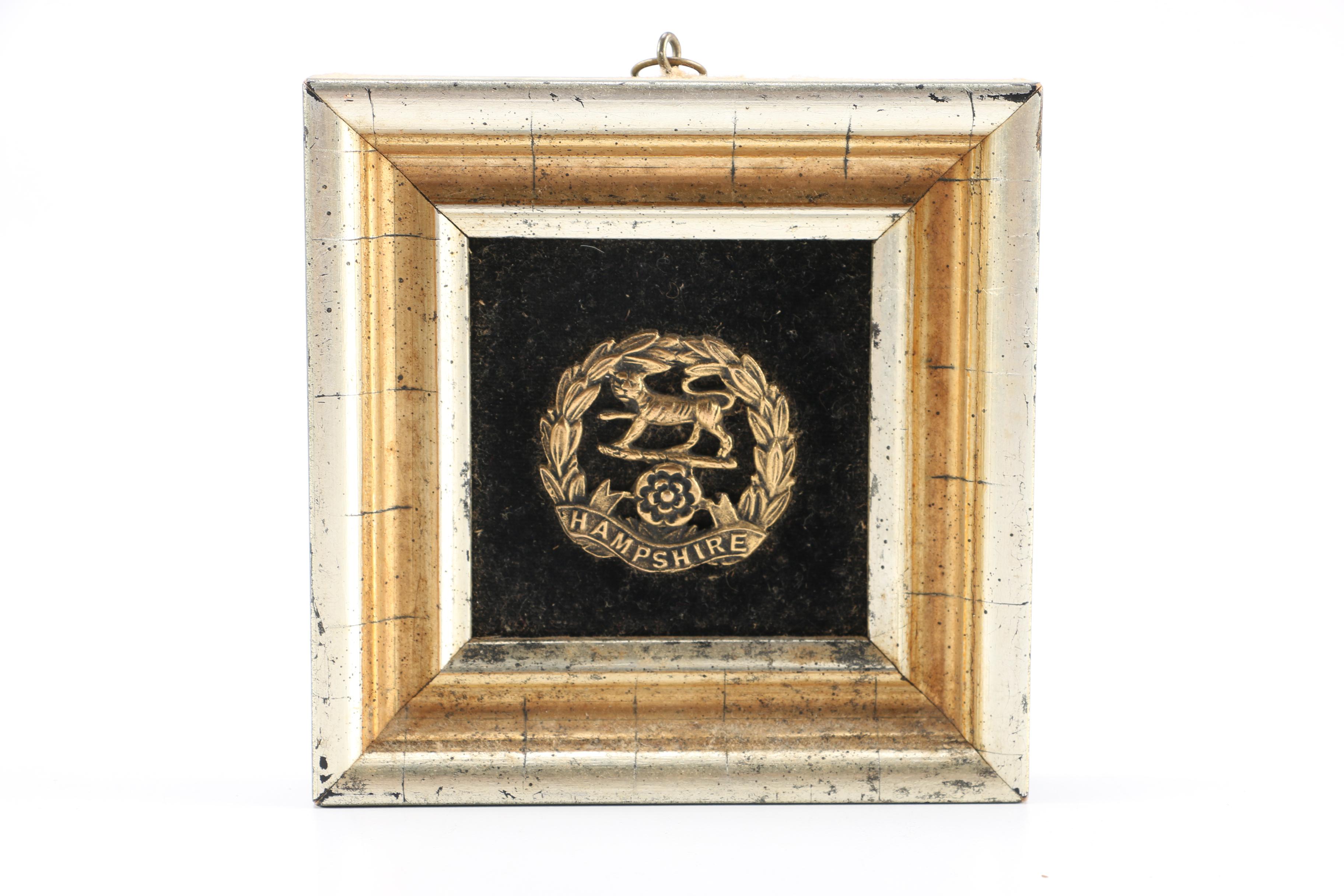 Italian Gilded Bookends and Framed Velvet Hampshire Decor