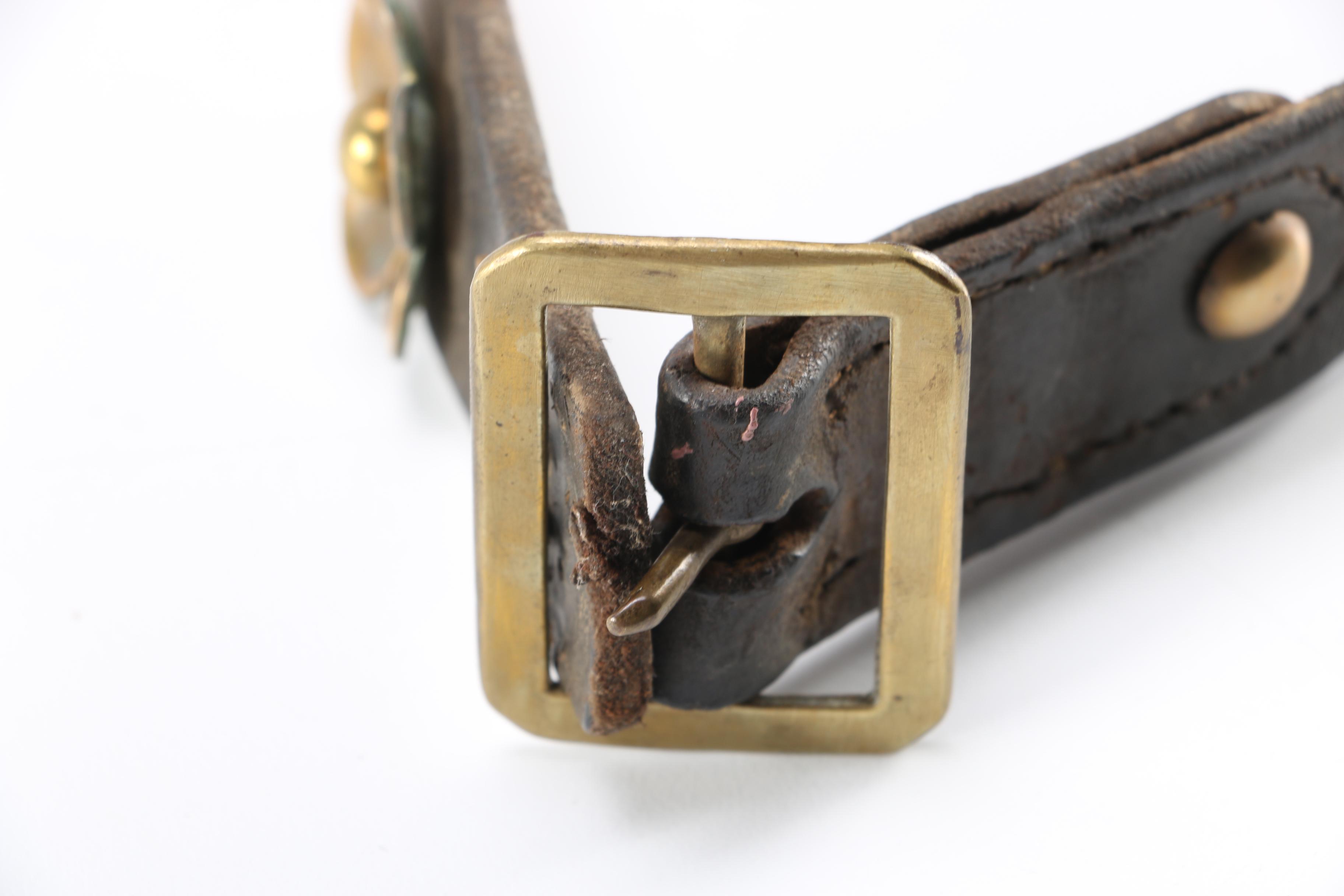 Handmade Leather Belt with Riveted Brass Accents