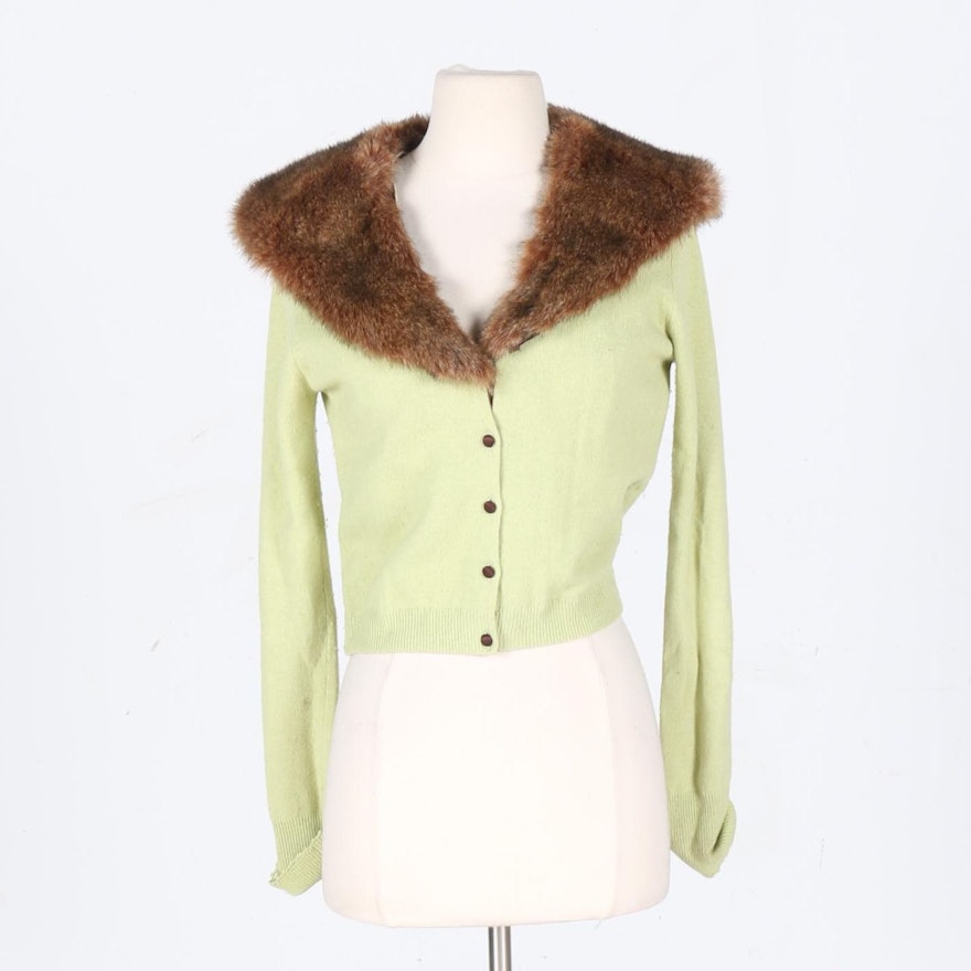 Anthropologie by HWR Faux Fur Collar Sweater