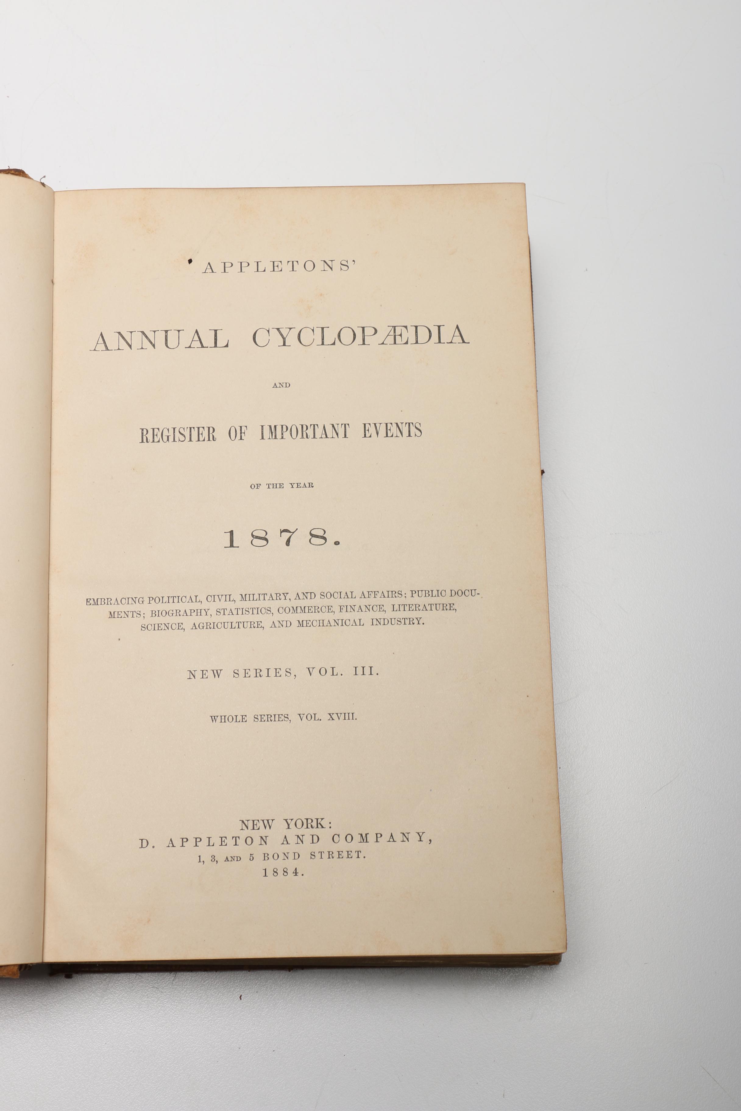 "The Annual Cyclopedia" Volume II and III