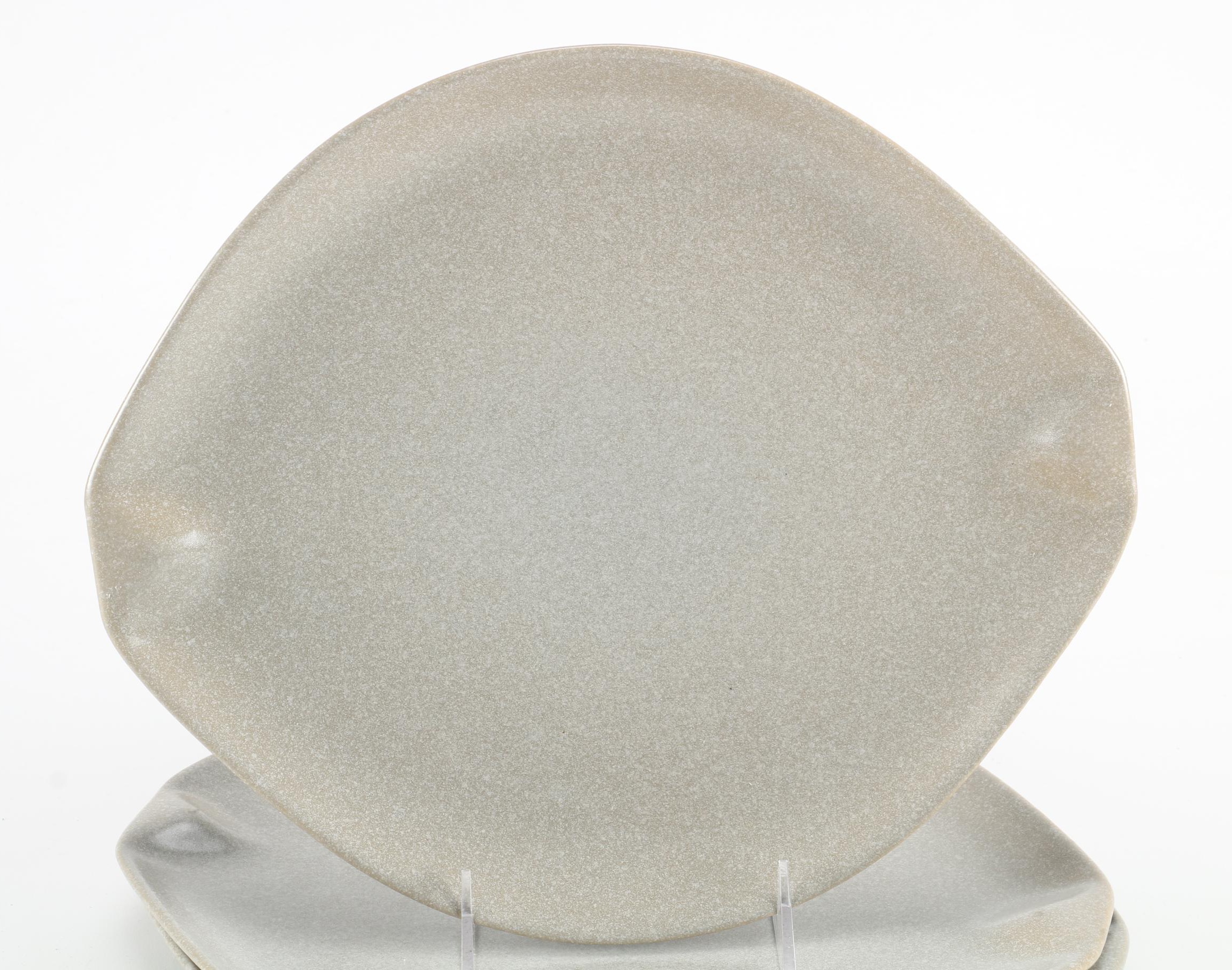 Mid Century Roseville Raymor Tan Stoneware Plates Designed by Ben Seibel