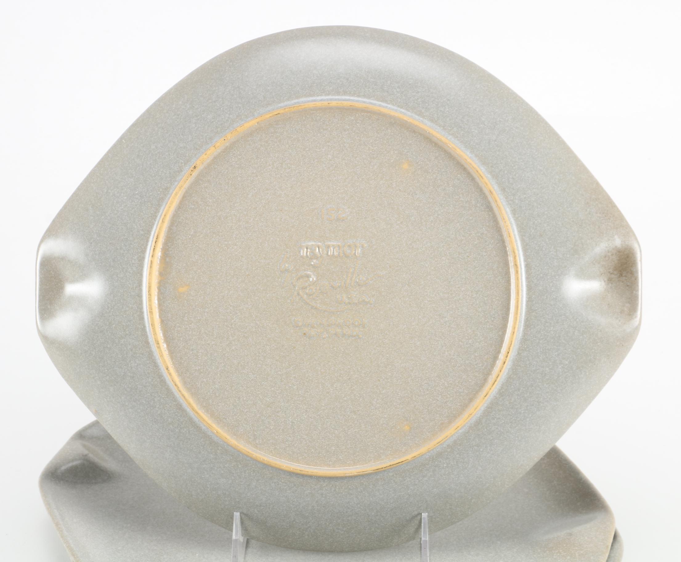 Mid Century Roseville Raymor Tan Stoneware Plates Designed by Ben Seibel