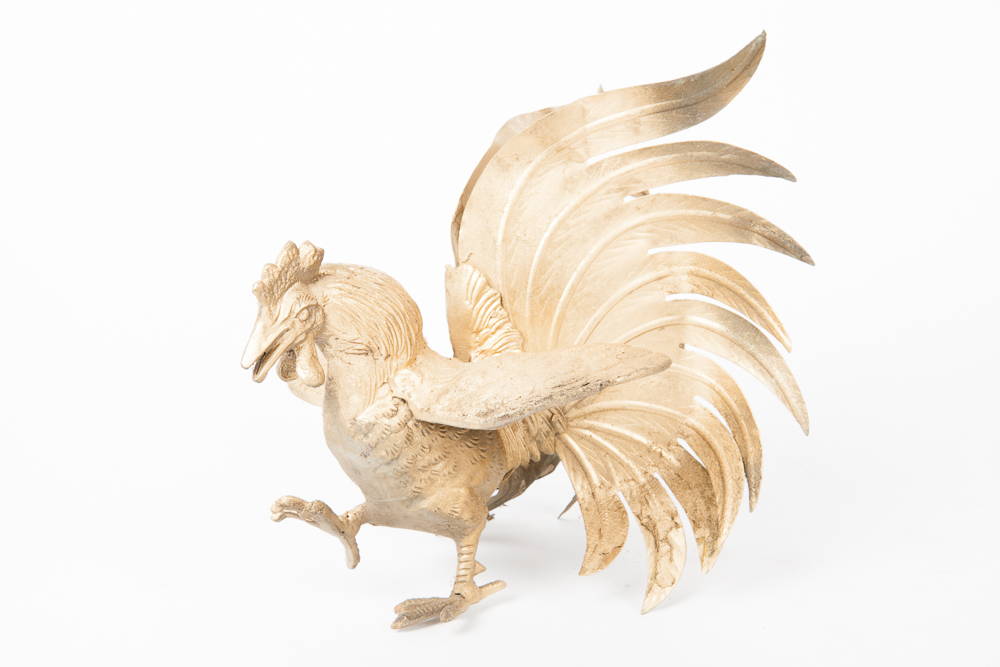 Pair of Vintage Gilded Brass Roosters