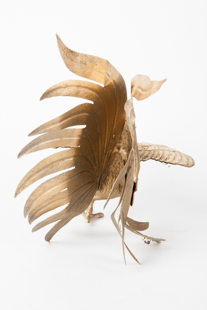 Pair of Vintage Gilded Brass Roosters