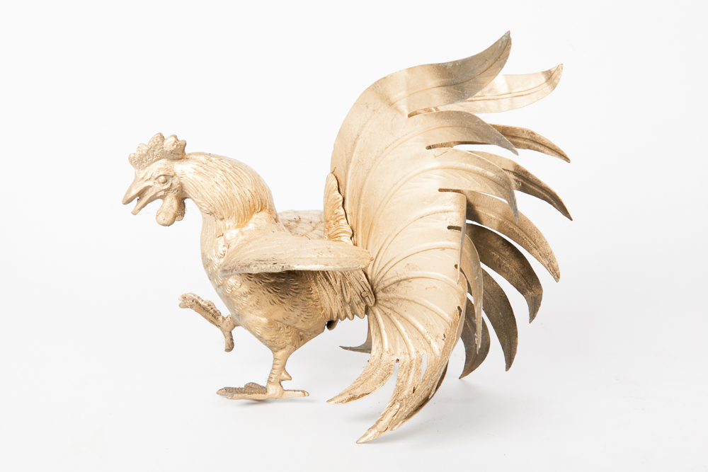 Pair of Vintage Gilded Brass Roosters