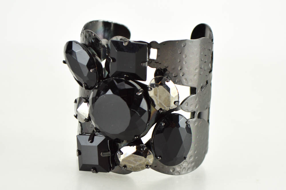 Wide Metal Bracelet with Embellishments