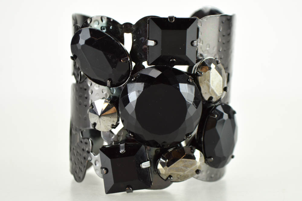 Wide Metal Bracelet with Embellishments