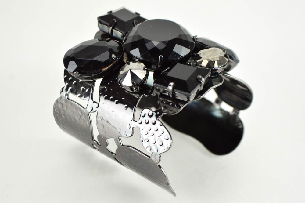 Wide Metal Bracelet with Embellishments