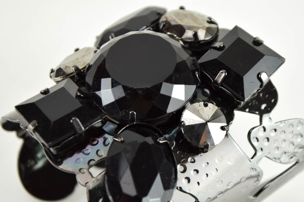 Wide Metal Bracelet with Embellishments