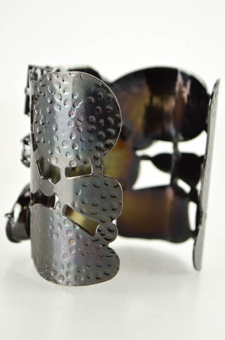 Wide Metal Bracelet with Embellishments