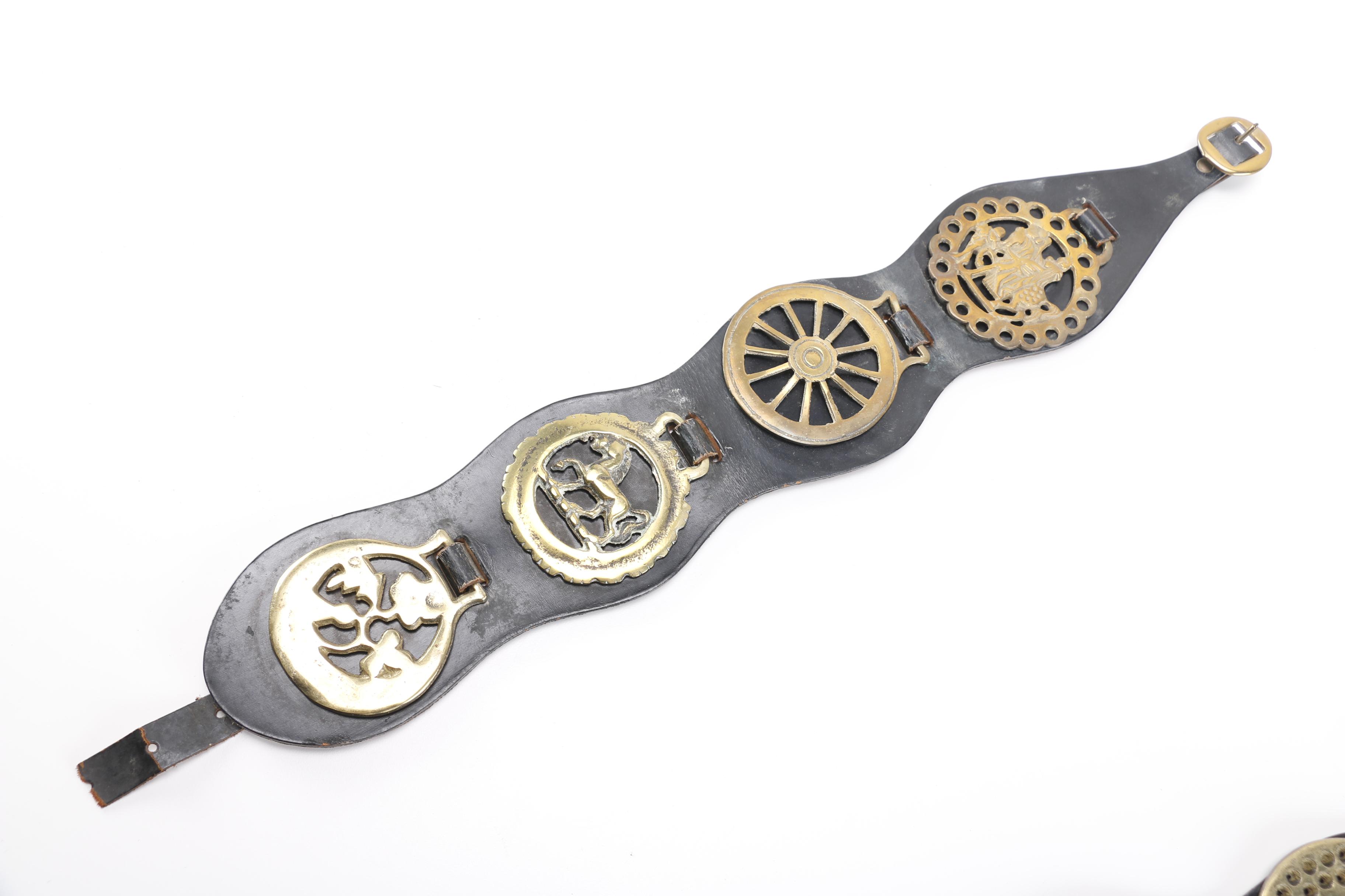 Horse Brasses Mounted on Leather Straps