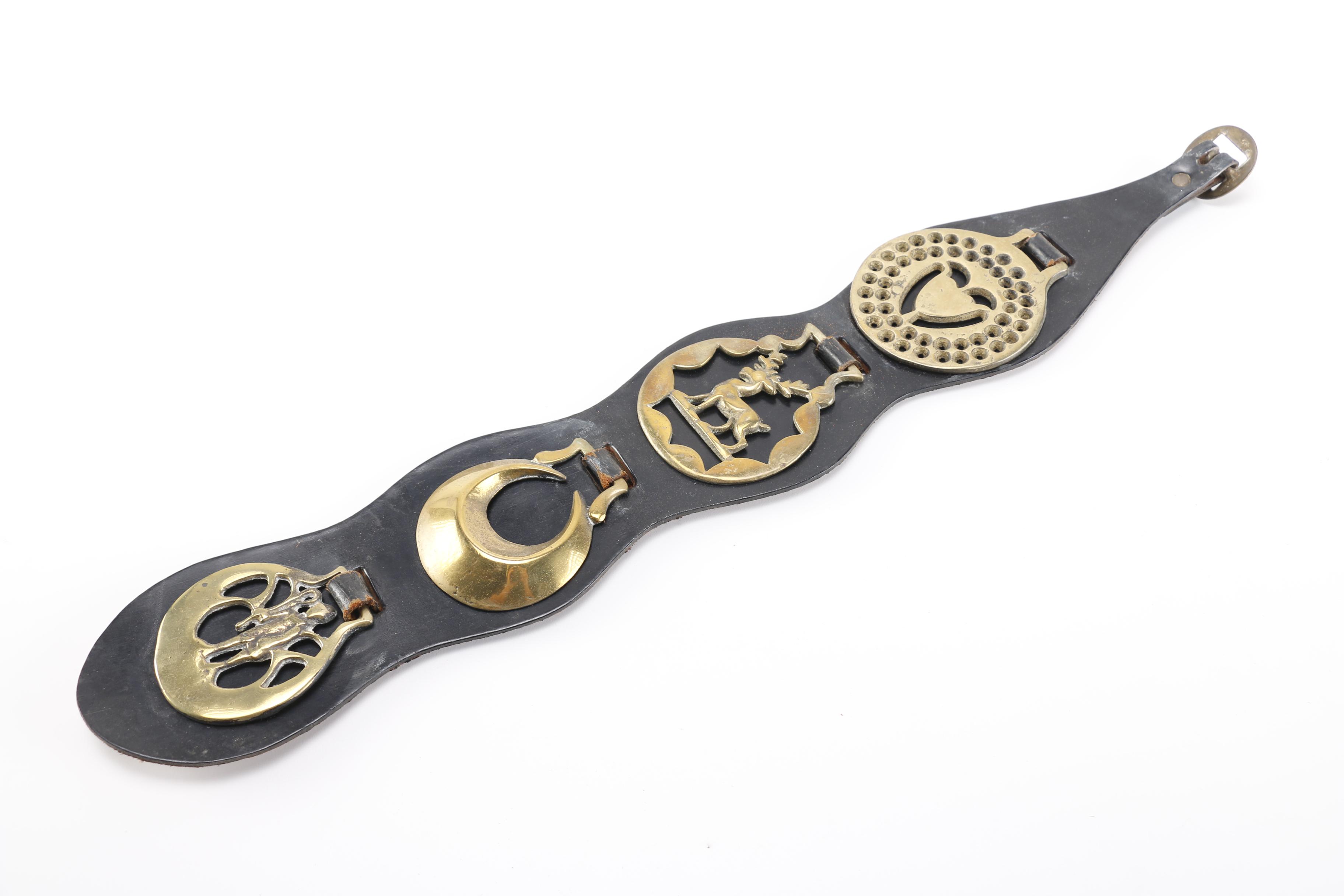 Horse Brasses Mounted on Leather Straps