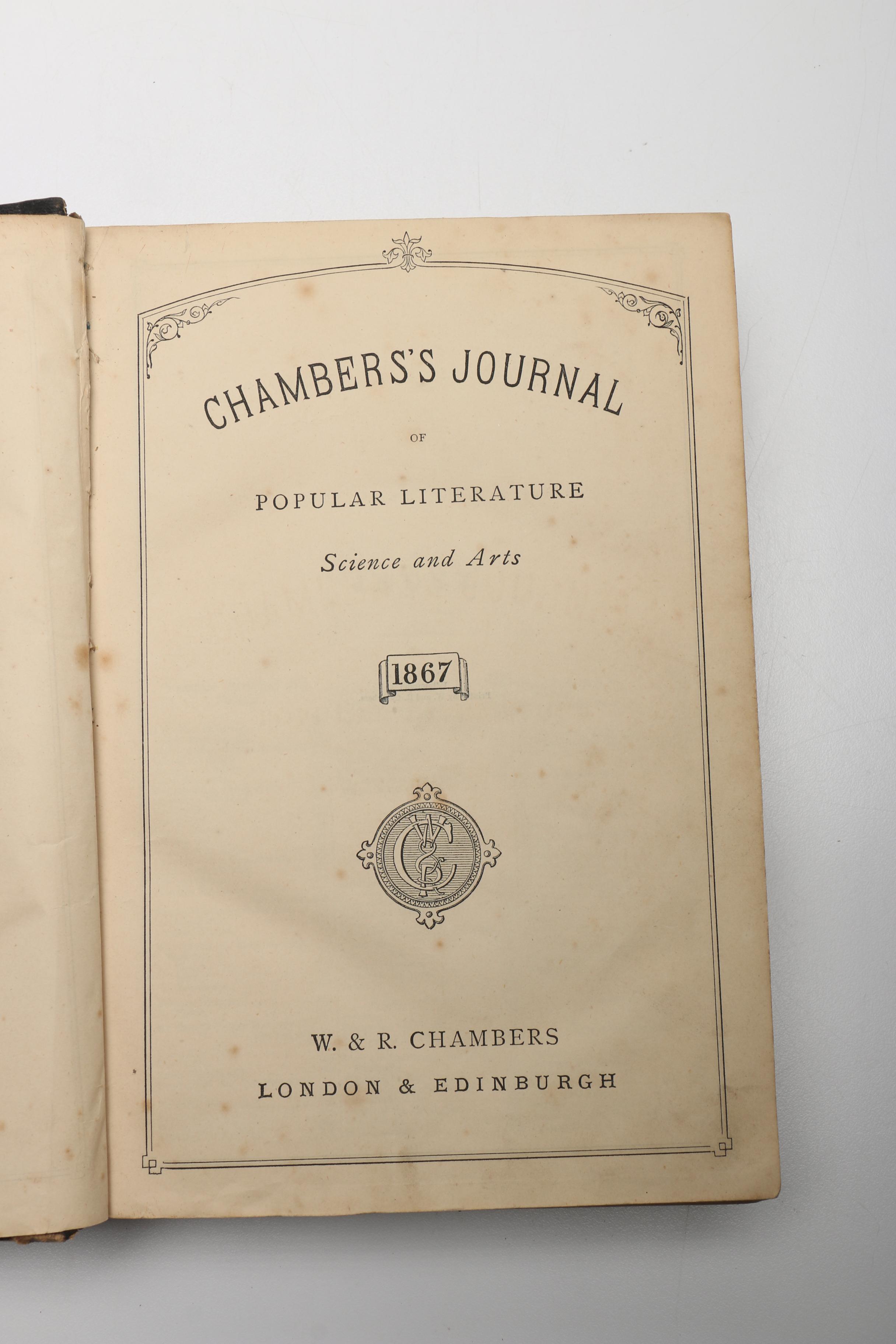 Antique Books Including 1867 "Chambers's Journal of Popular Literature, Science and Arts"