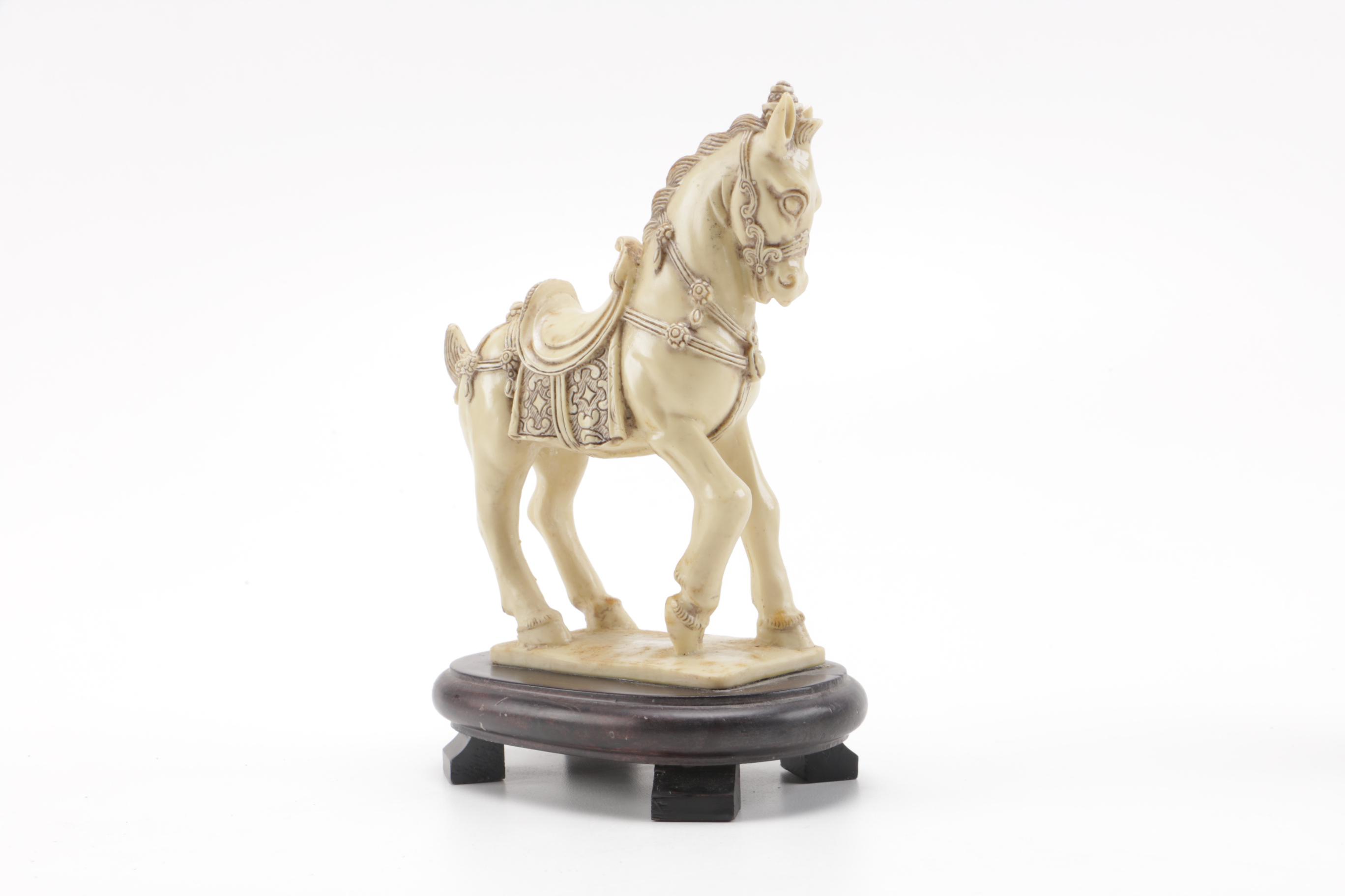 Pair of Off-White Resin Animal Figurines