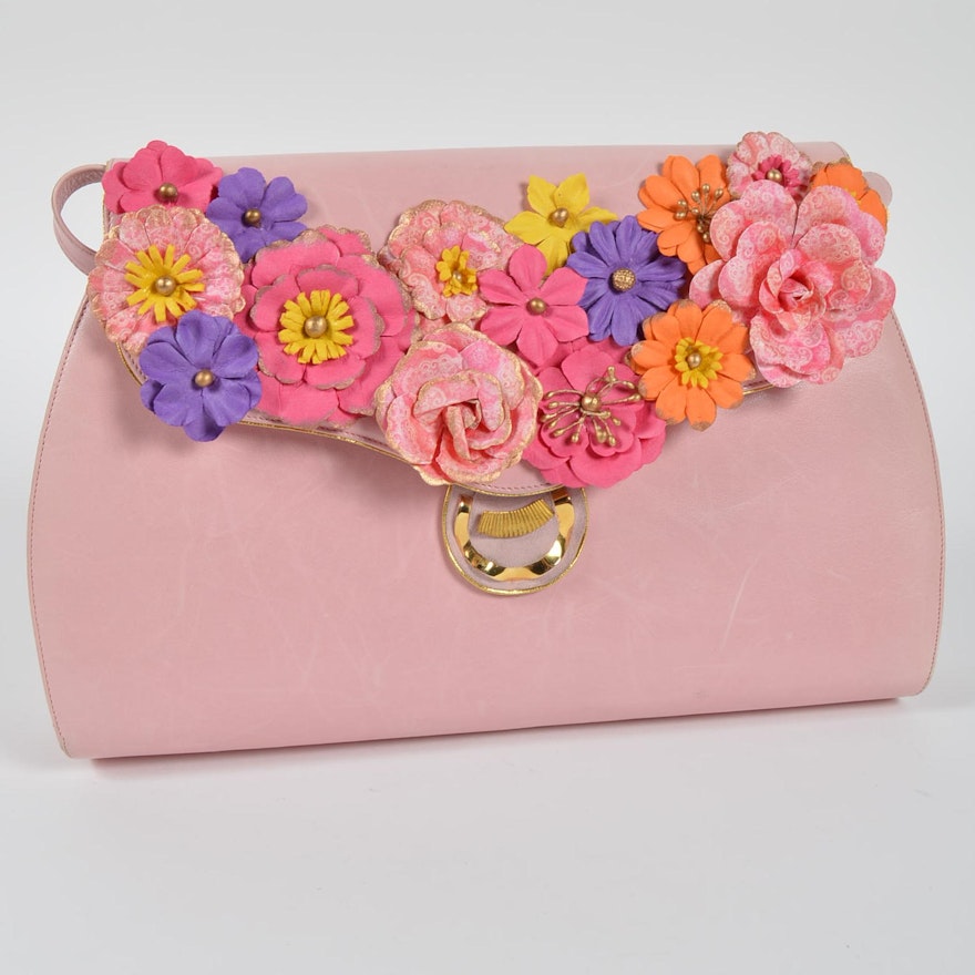 Vintage Bally Pink Embellished Handbag