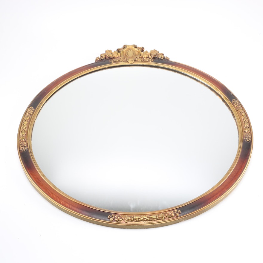 Oval Wall Mirror with Gilt Accents