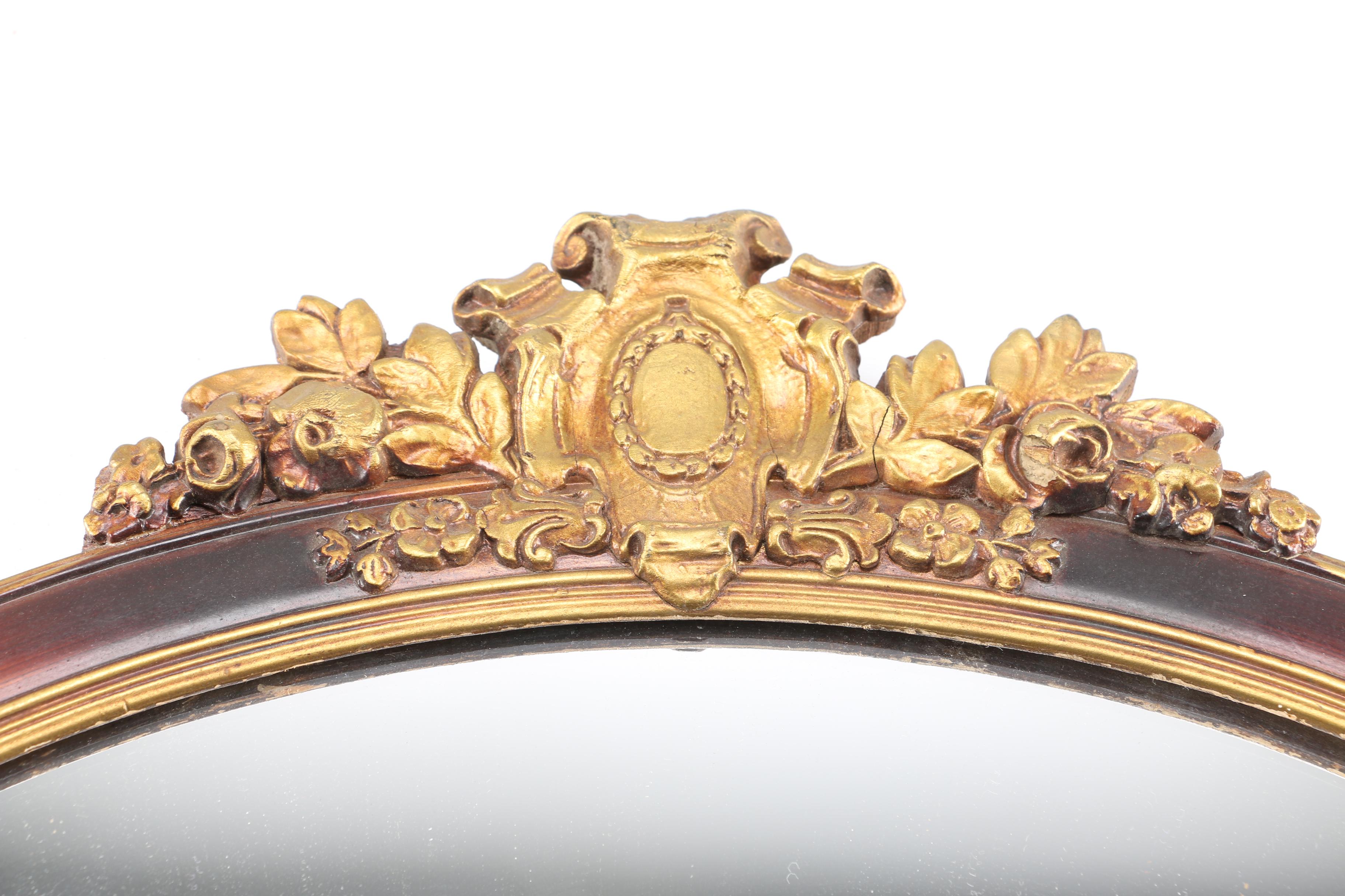 Oval Wall Mirror with Gilt Accents