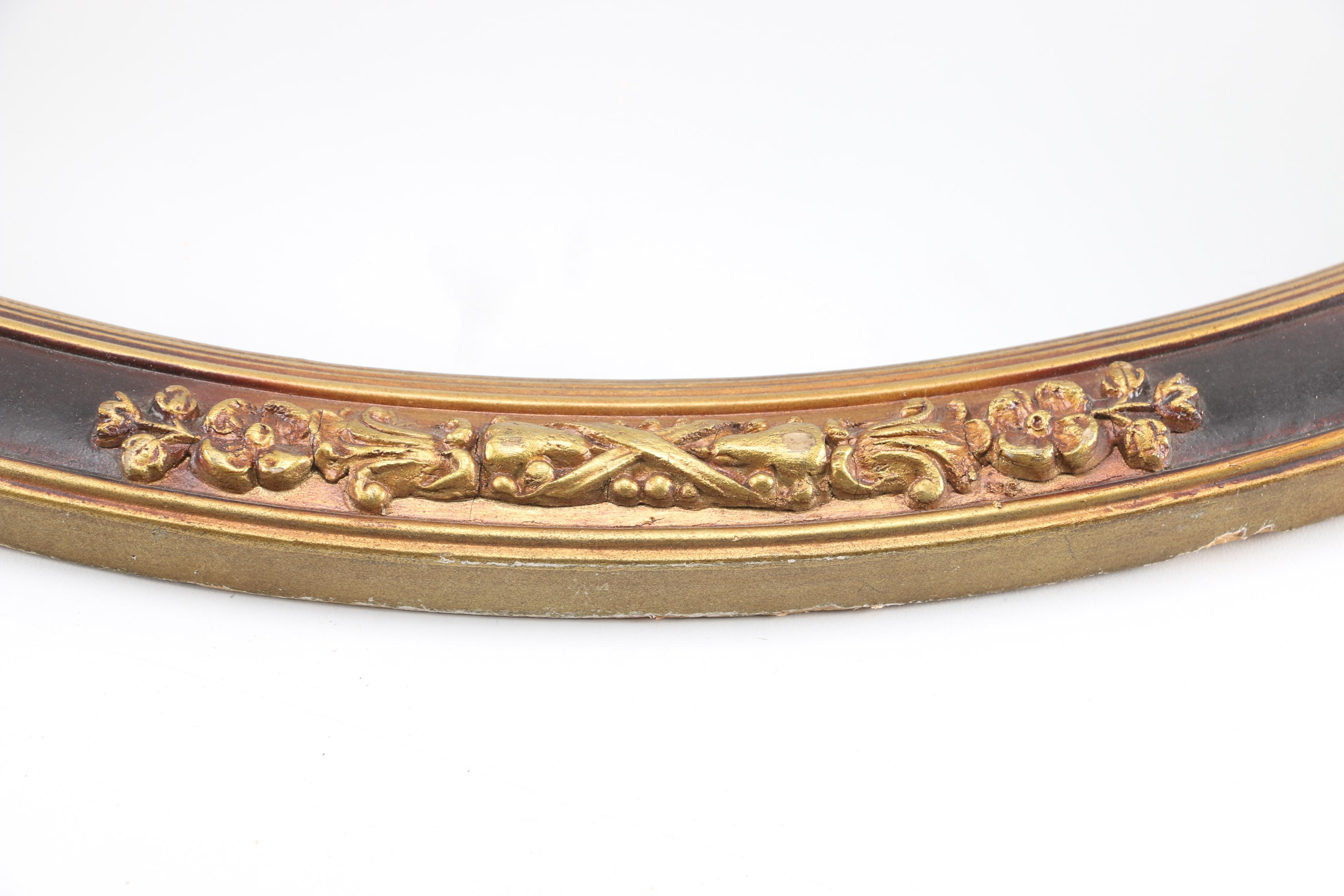Oval Wall Mirror with Gilt Accents