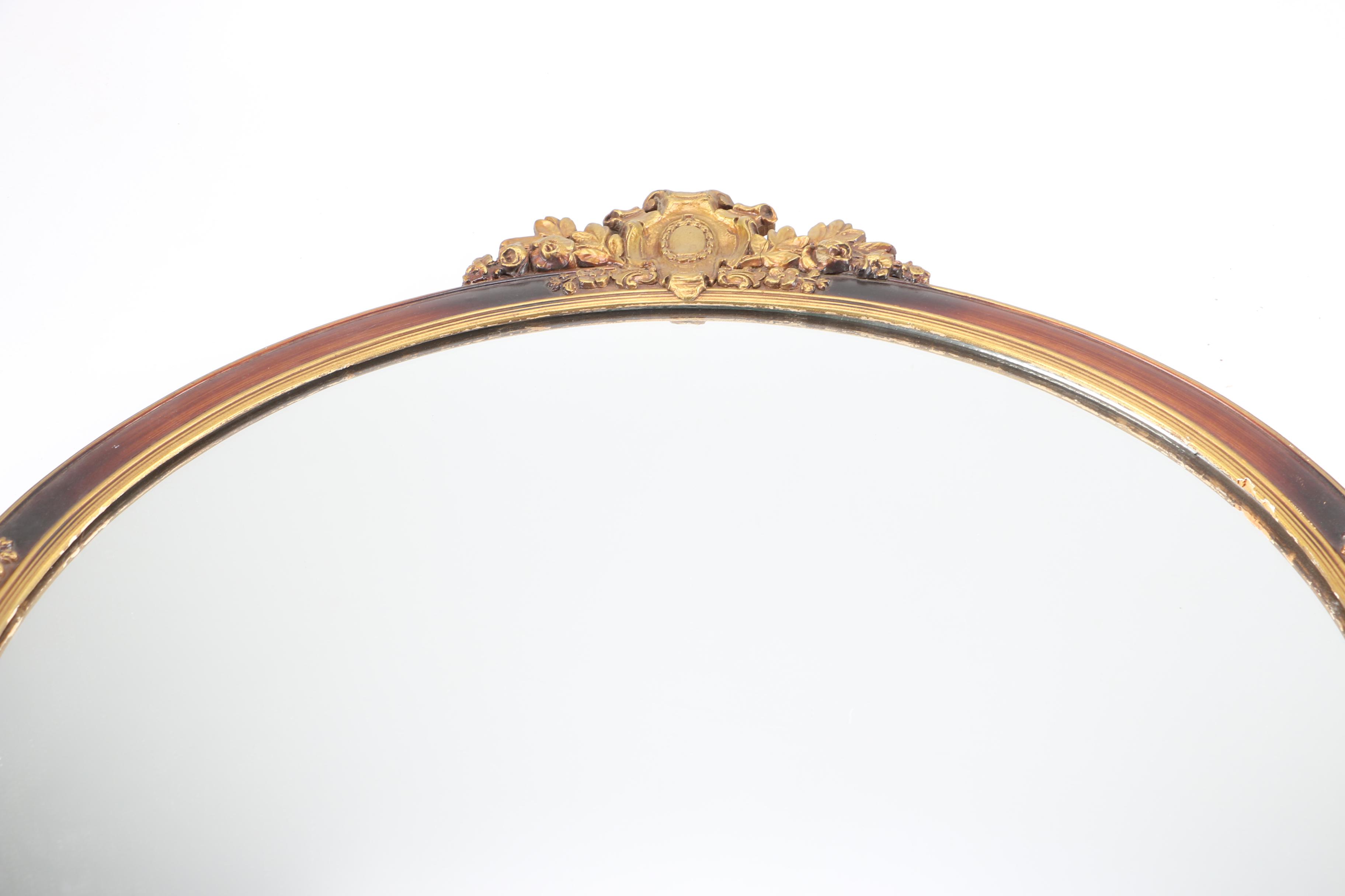 Oval Wall Mirror with Gilt Accents