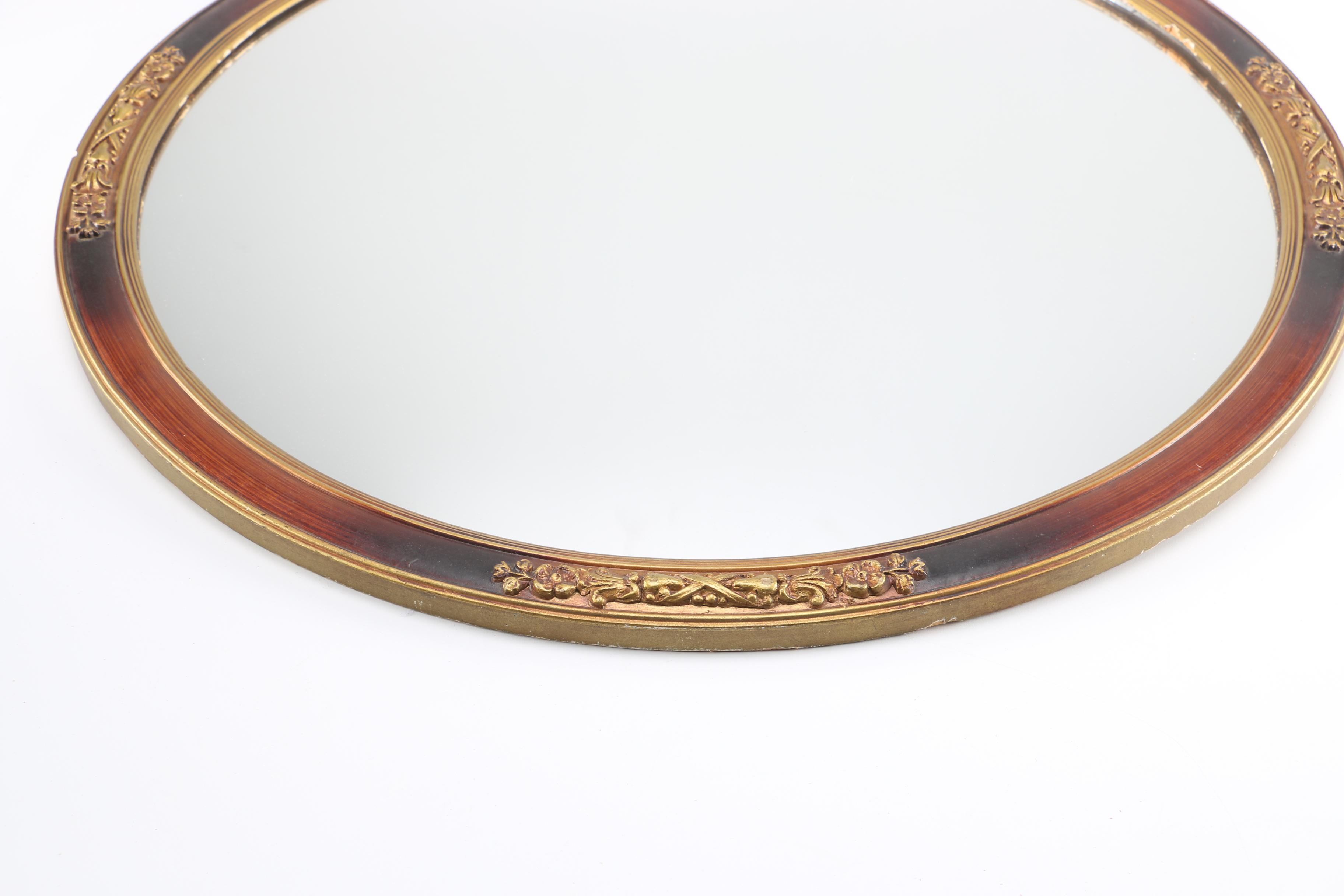 Oval Wall Mirror with Gilt Accents