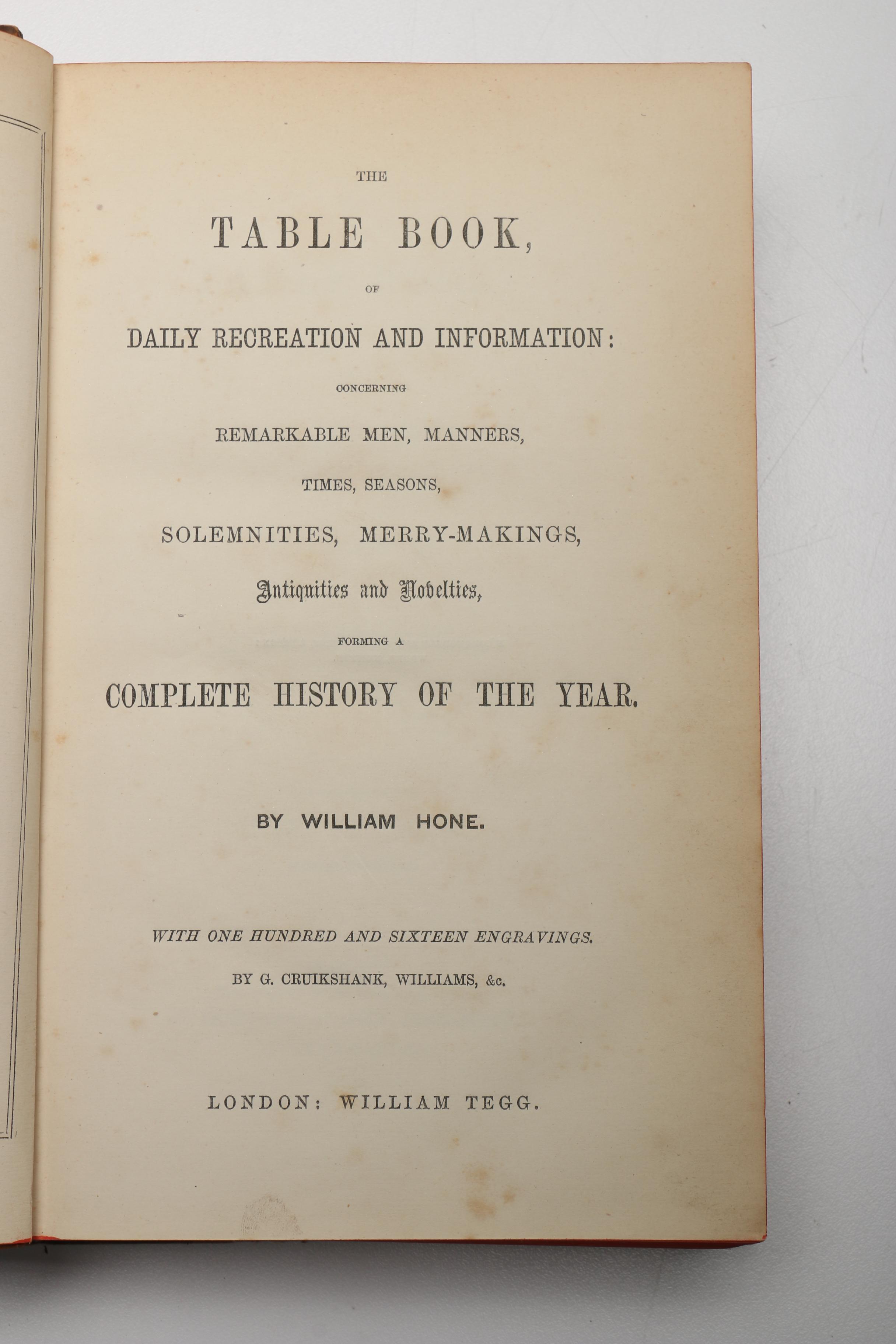 Nineteenth-Century Books Including 1827 "The Table-Book of Daily Recreation and Information"