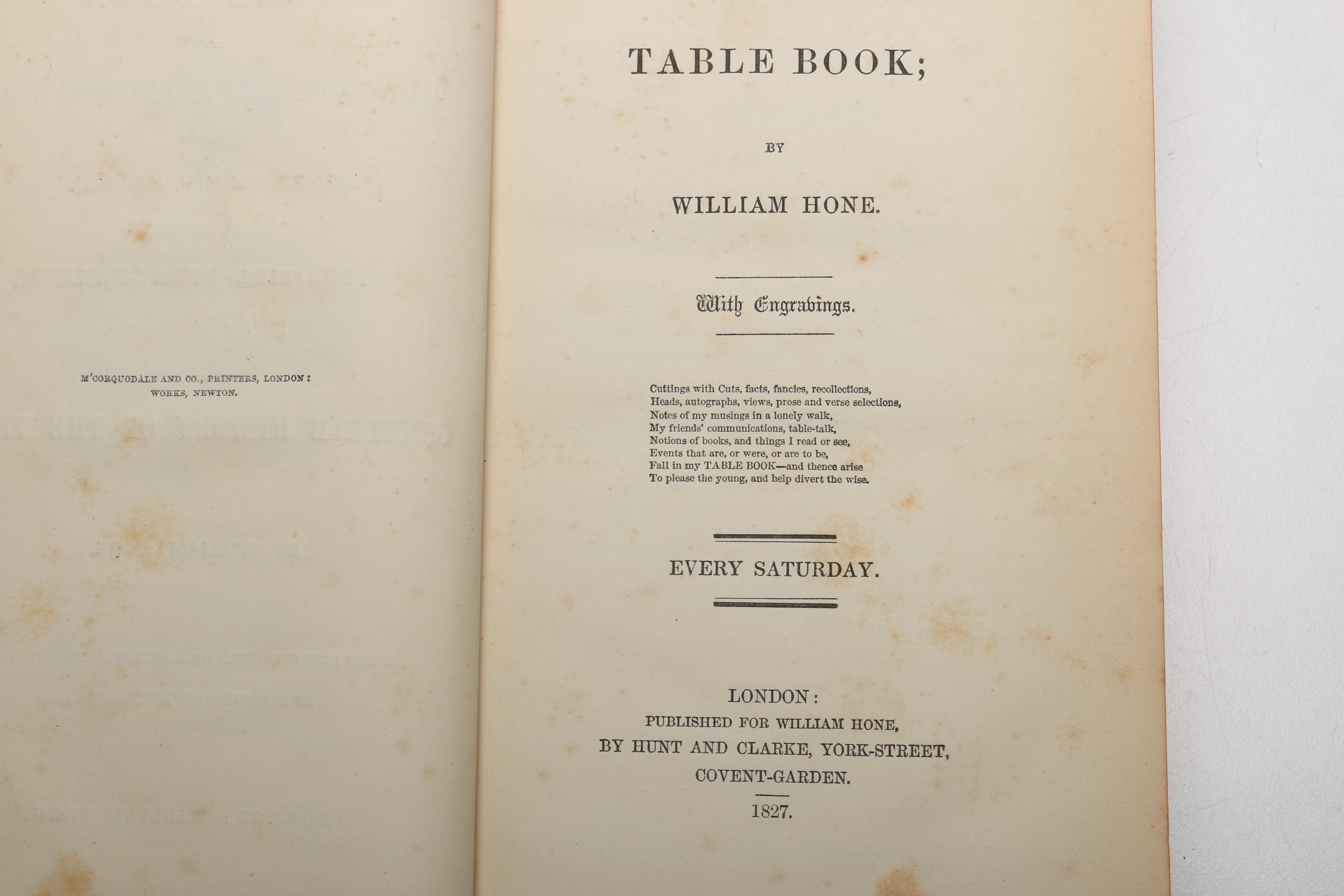 Nineteenth-Century Books Including 1827 "The Table-Book of Daily Recreation and Information"