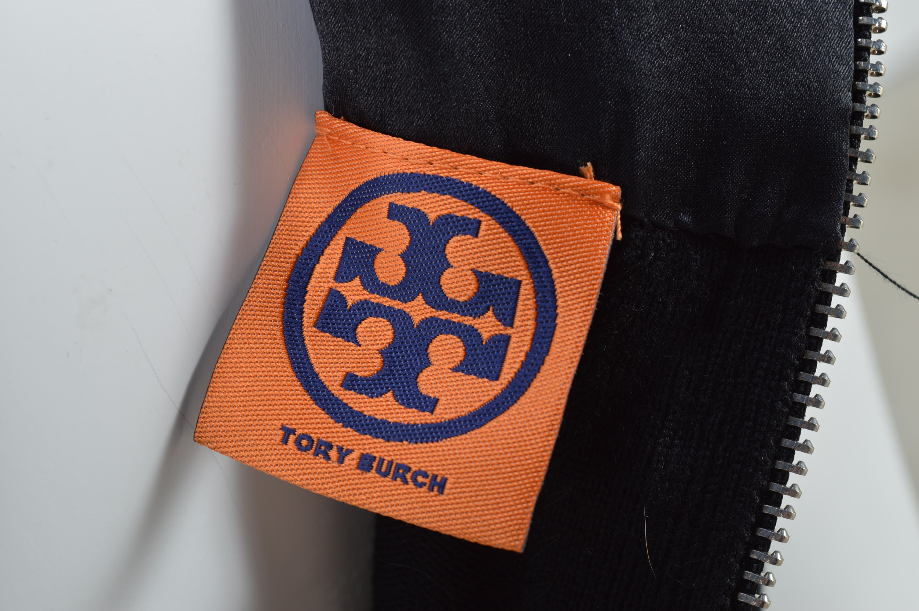 Tory Burch Black Wool Knit Dress with Embellished Neckline