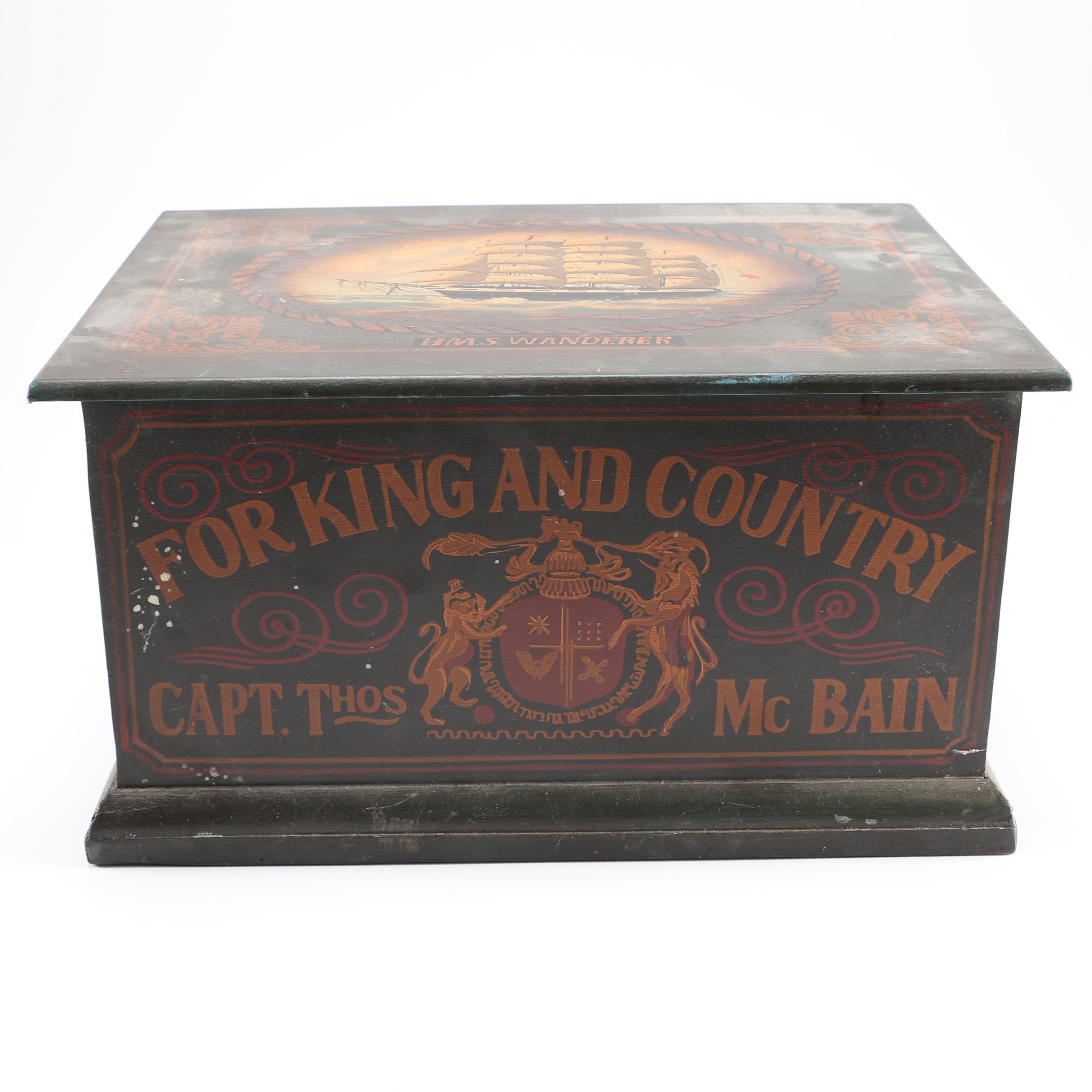 Wooden British Navy-Themed Chest