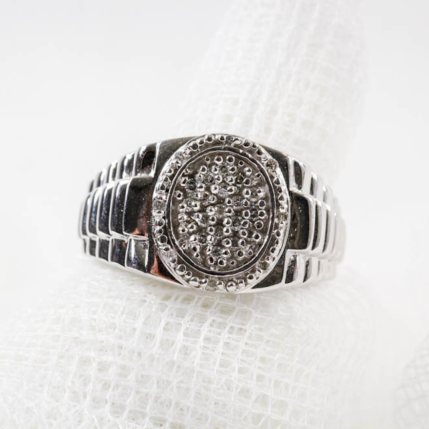 10K White Gold Diamond Ring