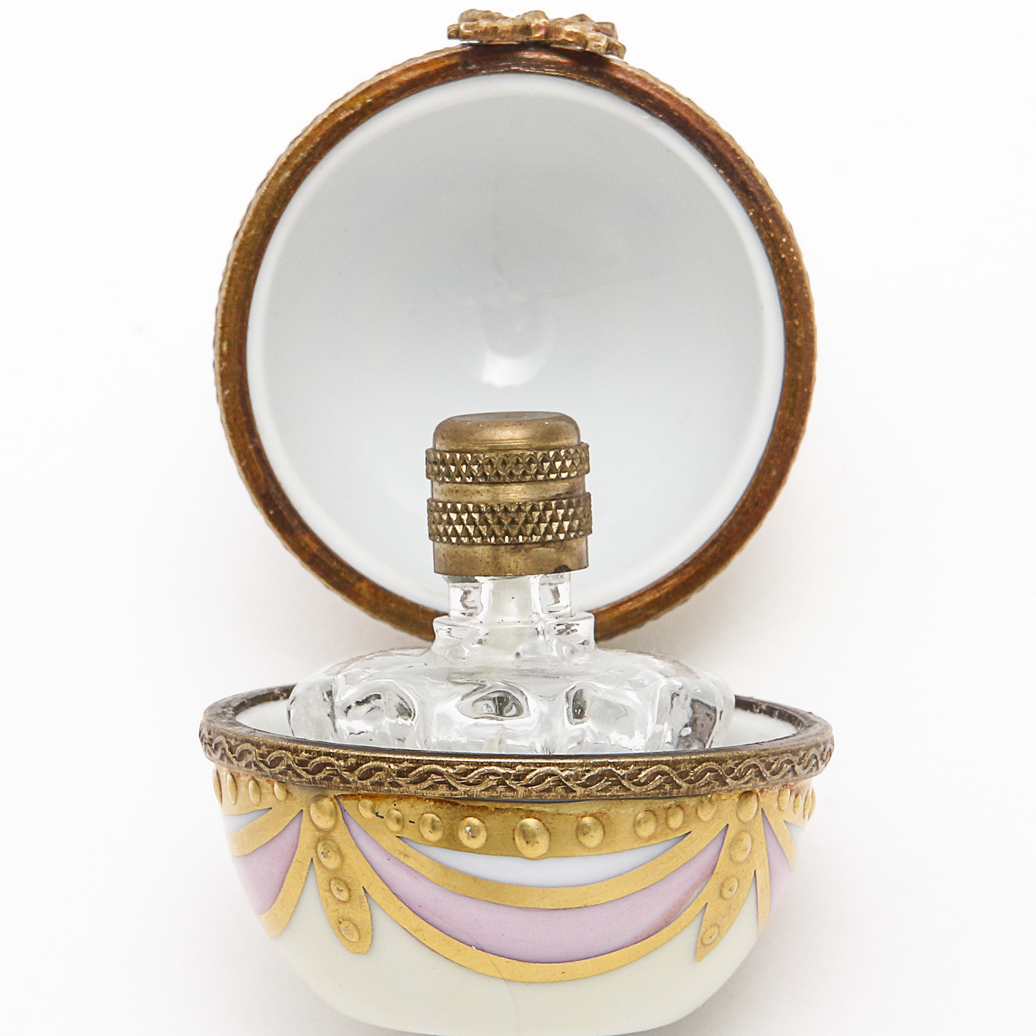 Limoges Egg Perfume Box with Empty Perfume Bottle