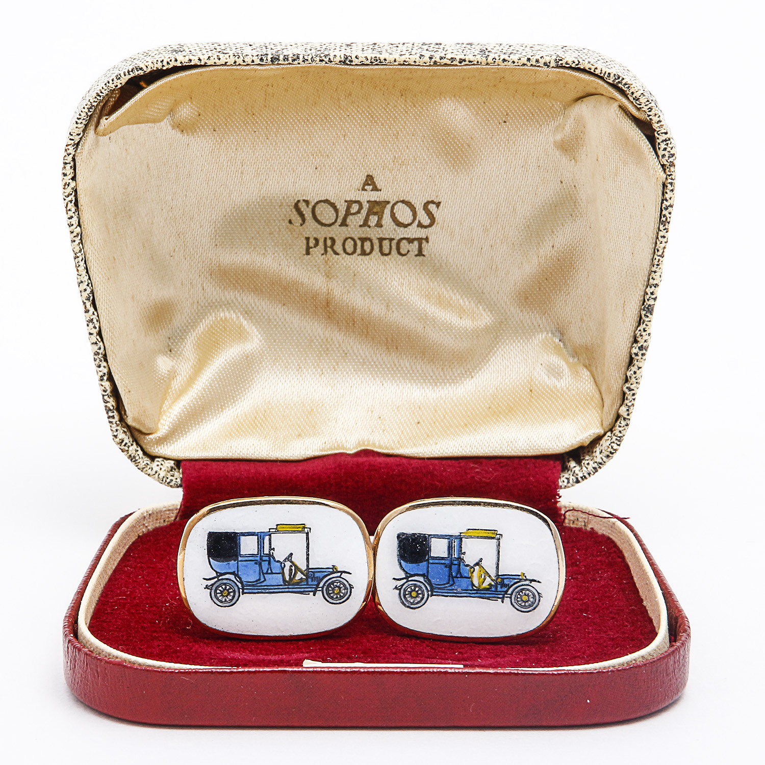 Pair of Sophos Hand Painted Enamel Cufflinks