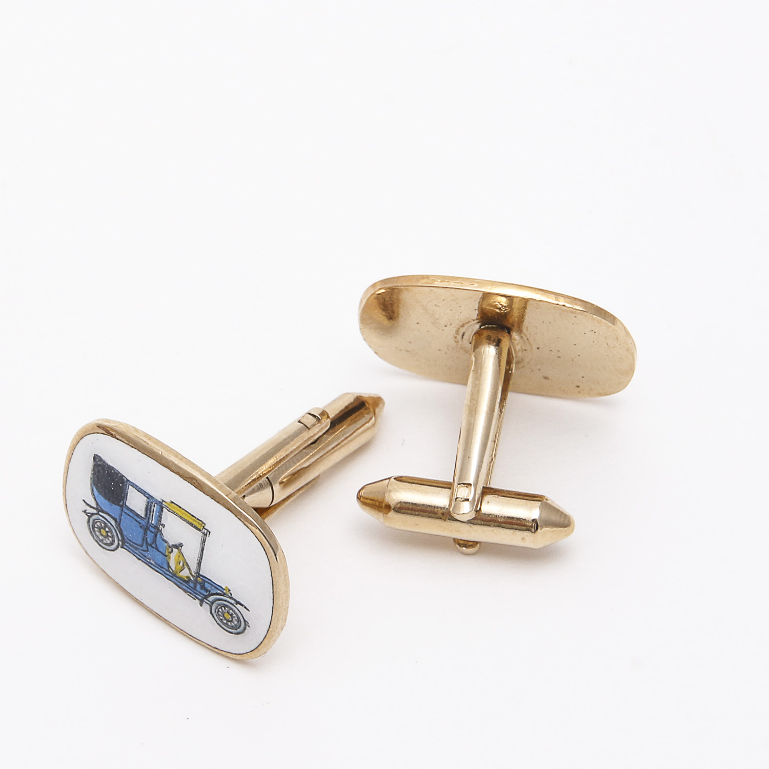 Pair of Sophos Hand Painted Enamel Cufflinks