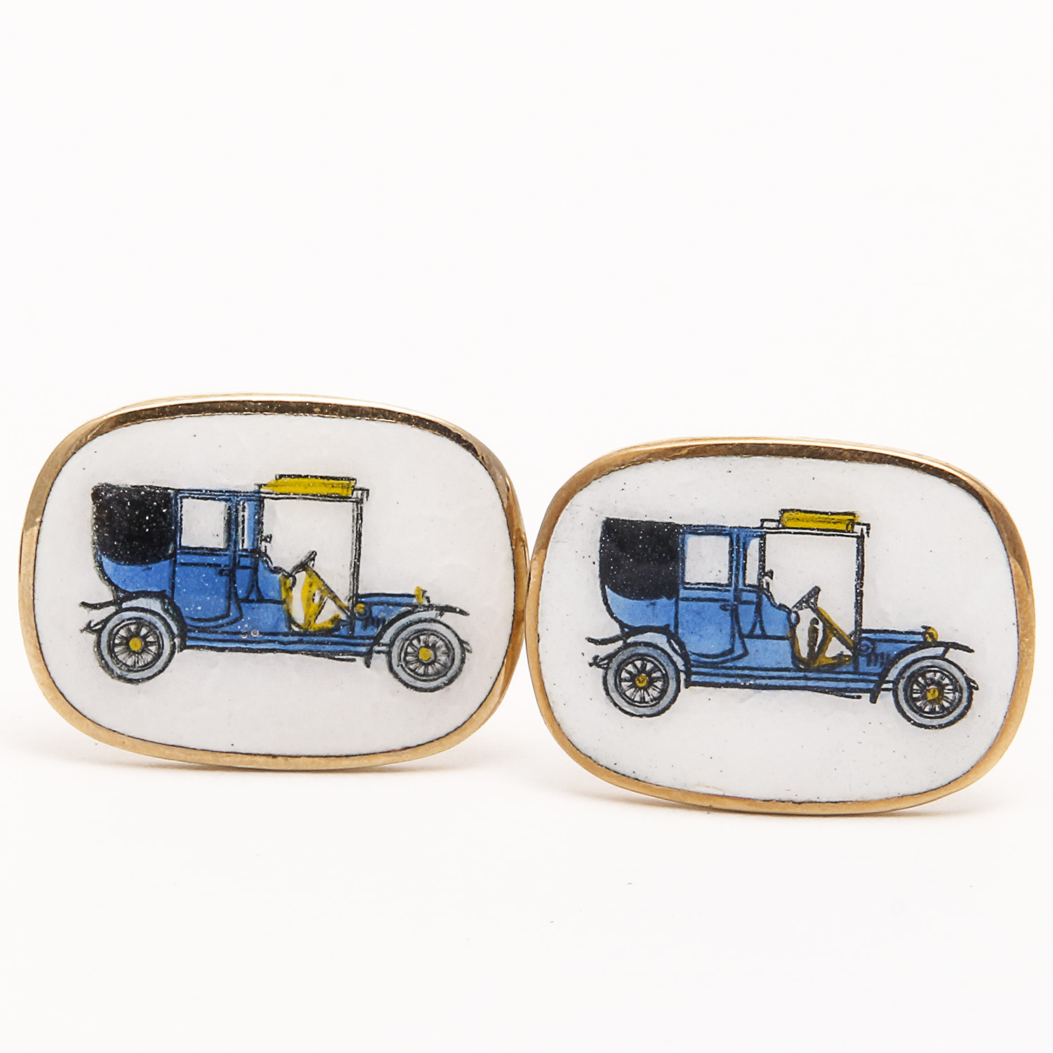 Pair of Sophos Hand Painted Enamel Cufflinks