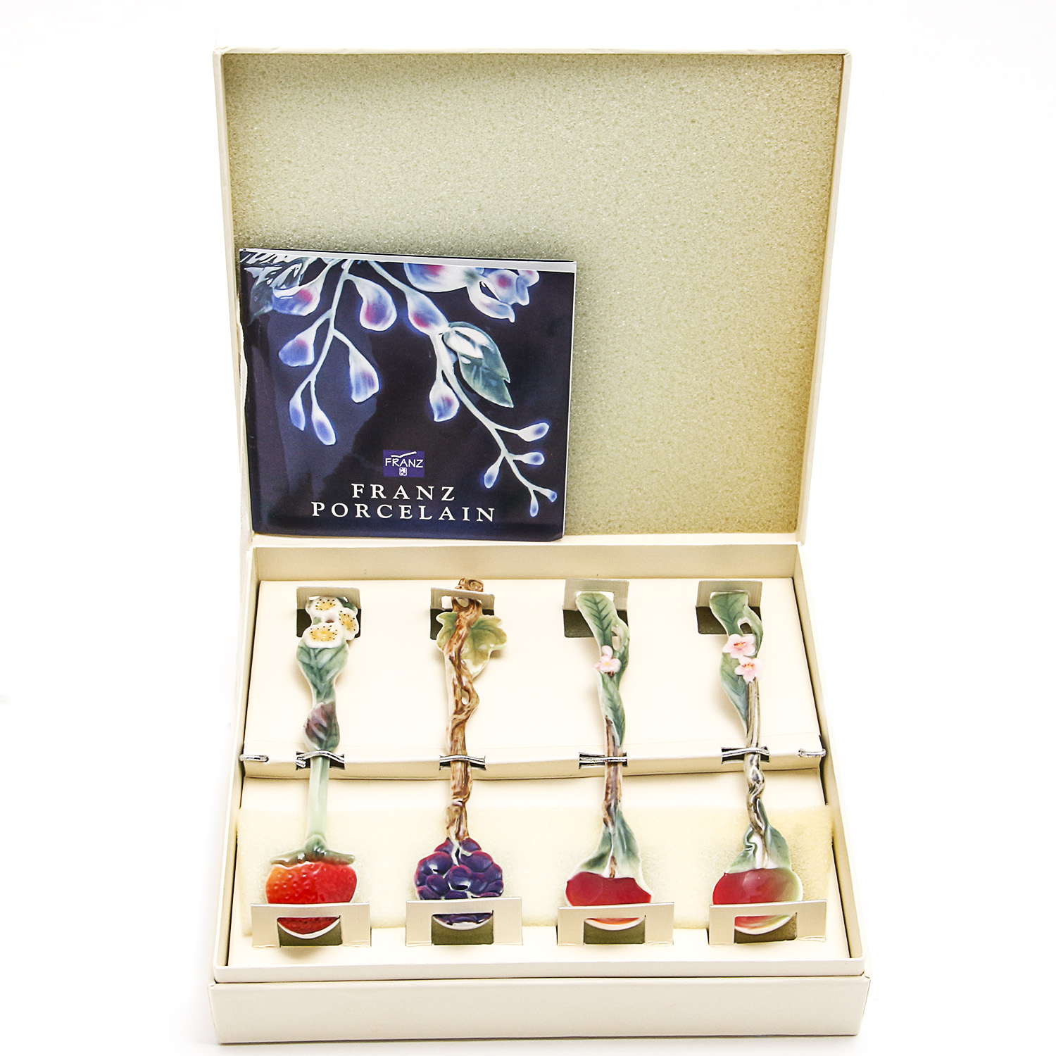 Set of Four Franz Porcelain Fruit Spoons