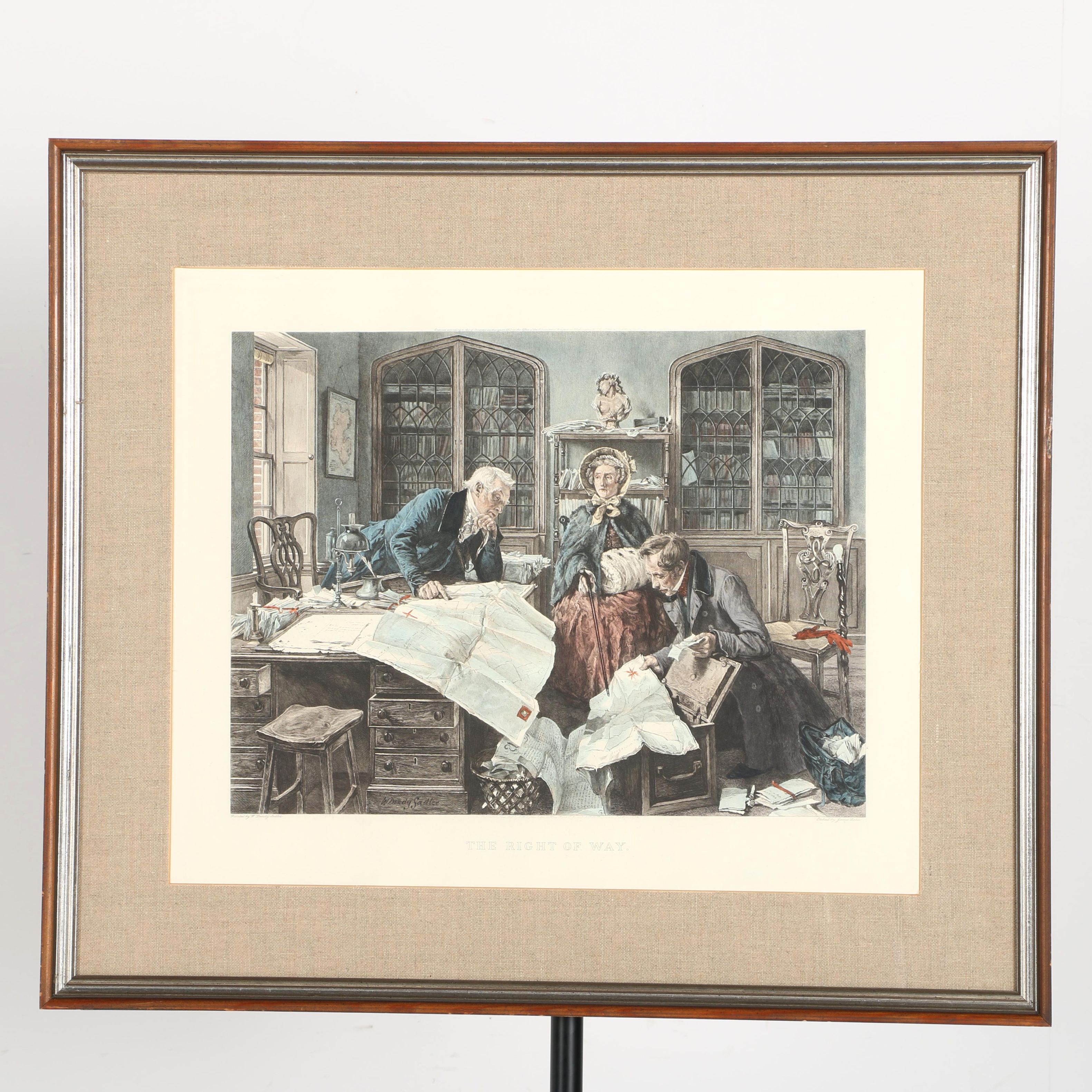 James Dobie Hand-Colored Etching After Walter Dendy Sadler's "The Right Of Way"
