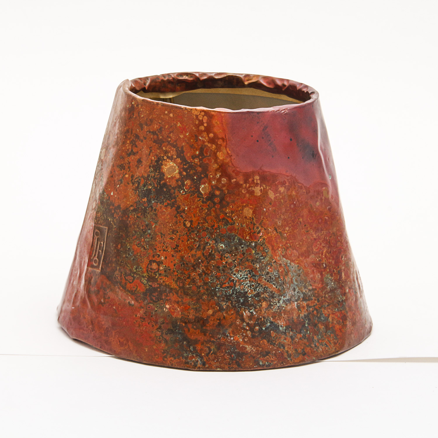 Set of Three Signed Hand Made Copper Lamp Shades