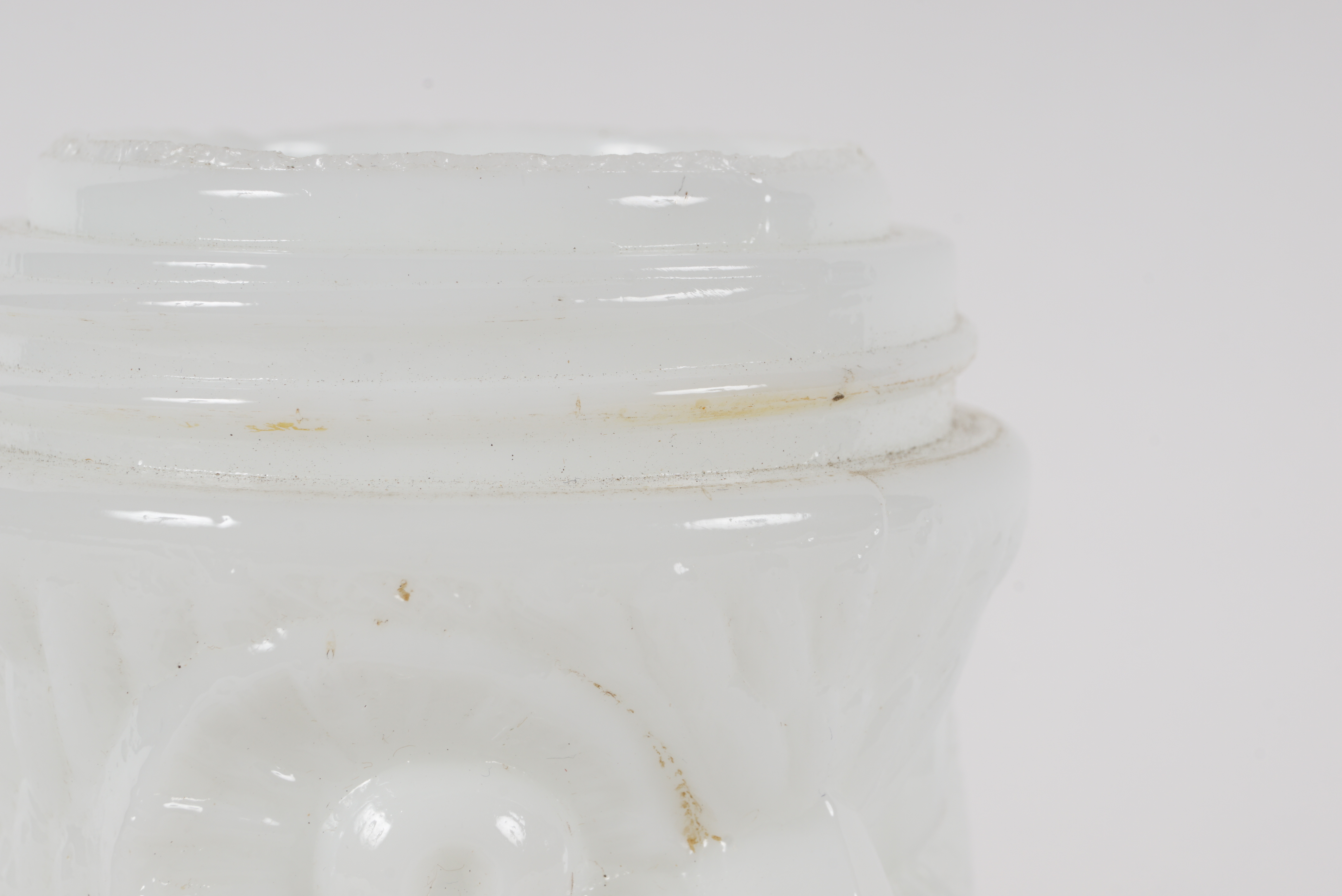 Antique Owl Shaped Milk Glass Mustard Jar